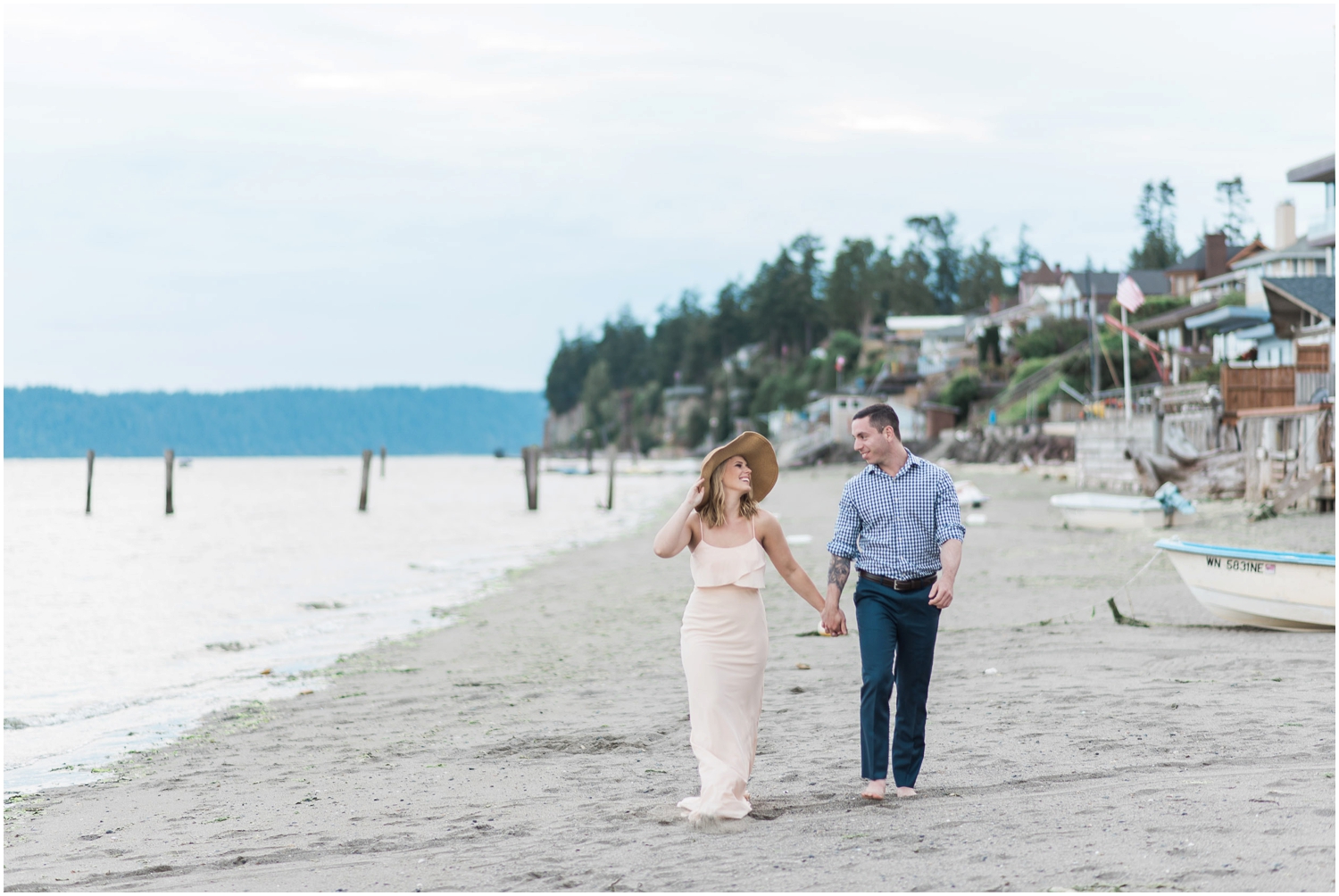 Nautical Beach Engagement. Mission Beach. PNW Beach Wedding 