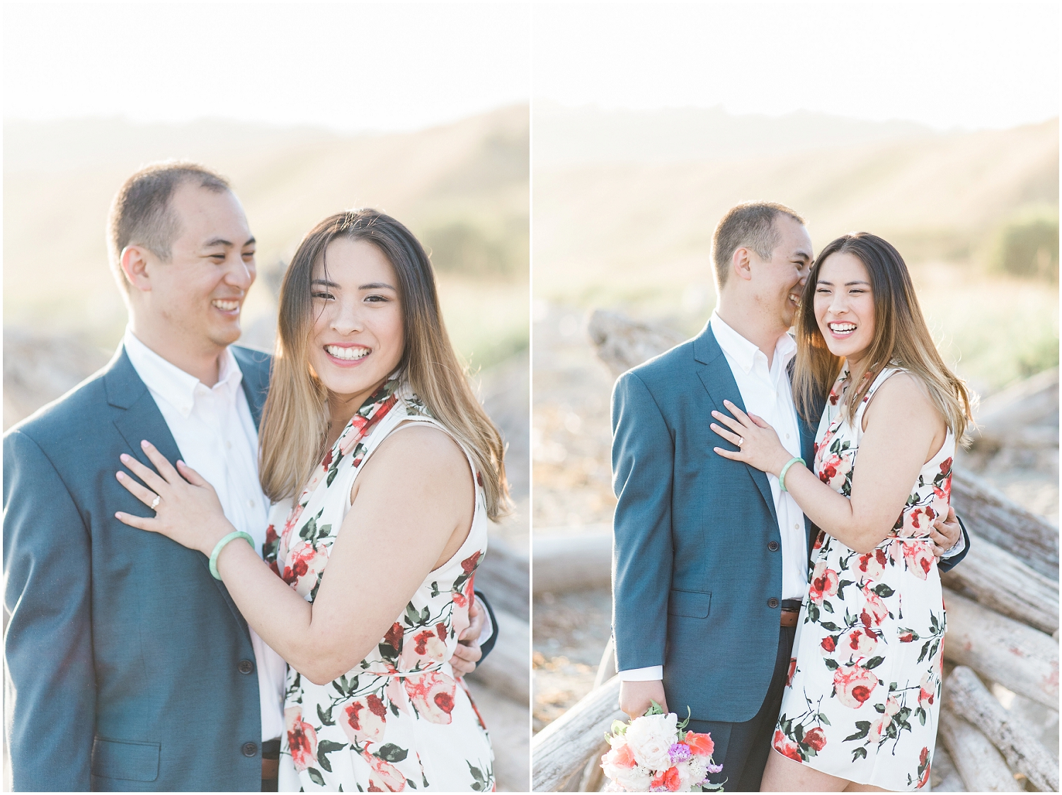 Whidbey Island, PNW Engagment Photographer, Lavendar Farm, Rose Gold, Romantic Photography, Ebeys Landing, Sunset
