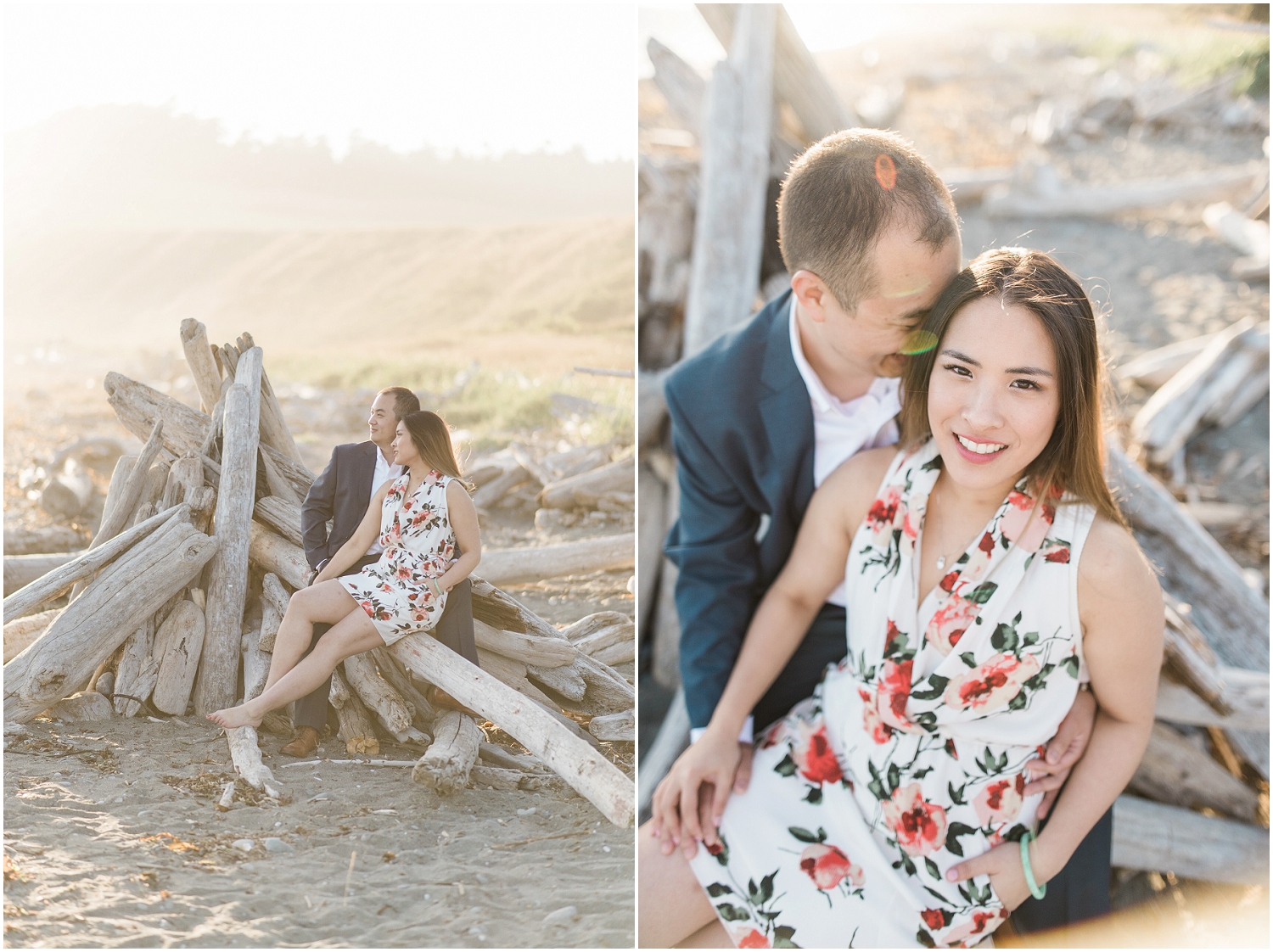 Whidbey Island, PNW Engagment Photographer, Lavendar Farm, Rose Gold, Romantic Photography, Ebeys Landing, Sunset