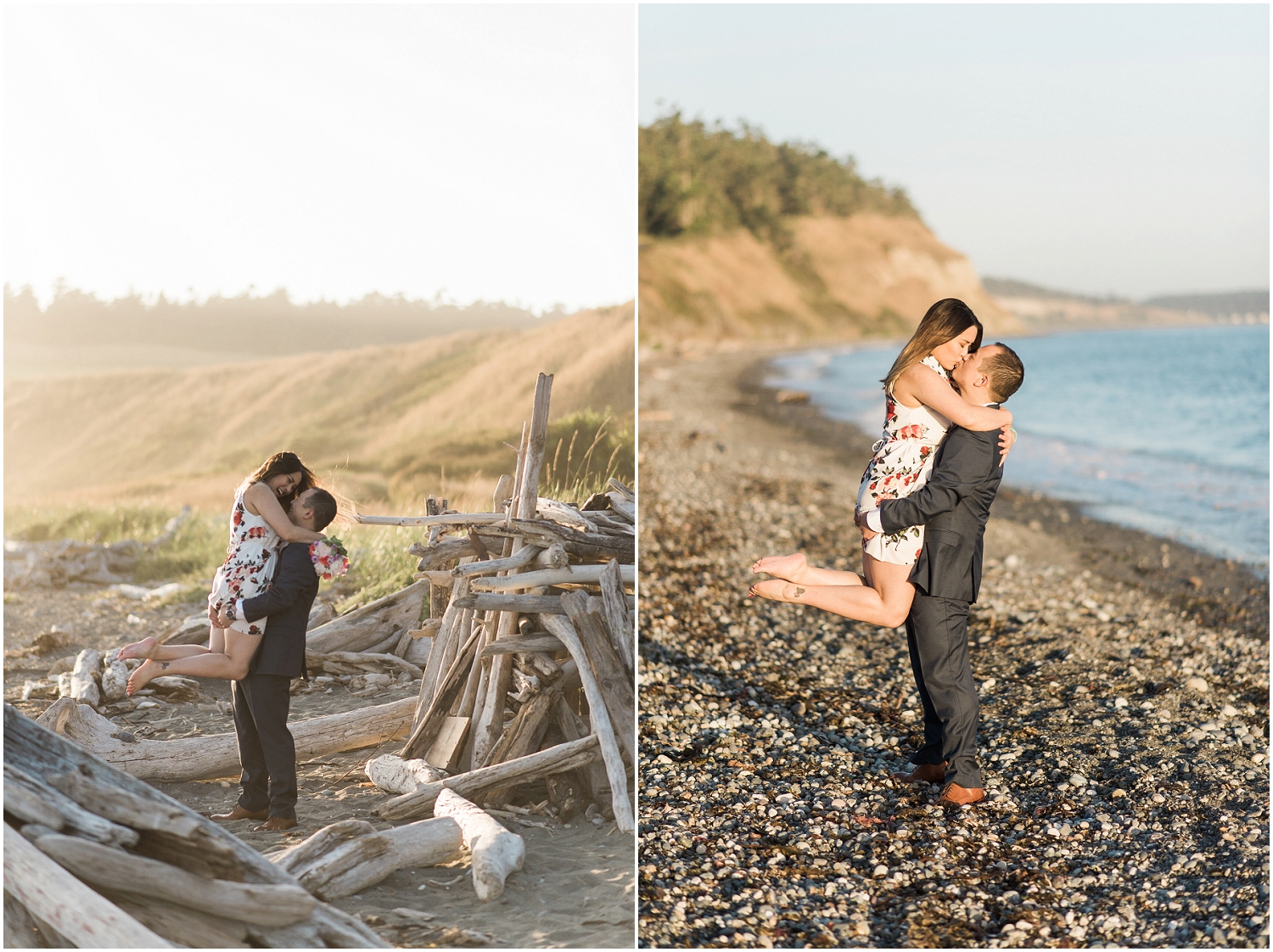 Whidbey Island, PNW Engagment Photographer, Lavendar Farm, Rose Gold, Romantic Photography, Ebeys Landing, Sunset