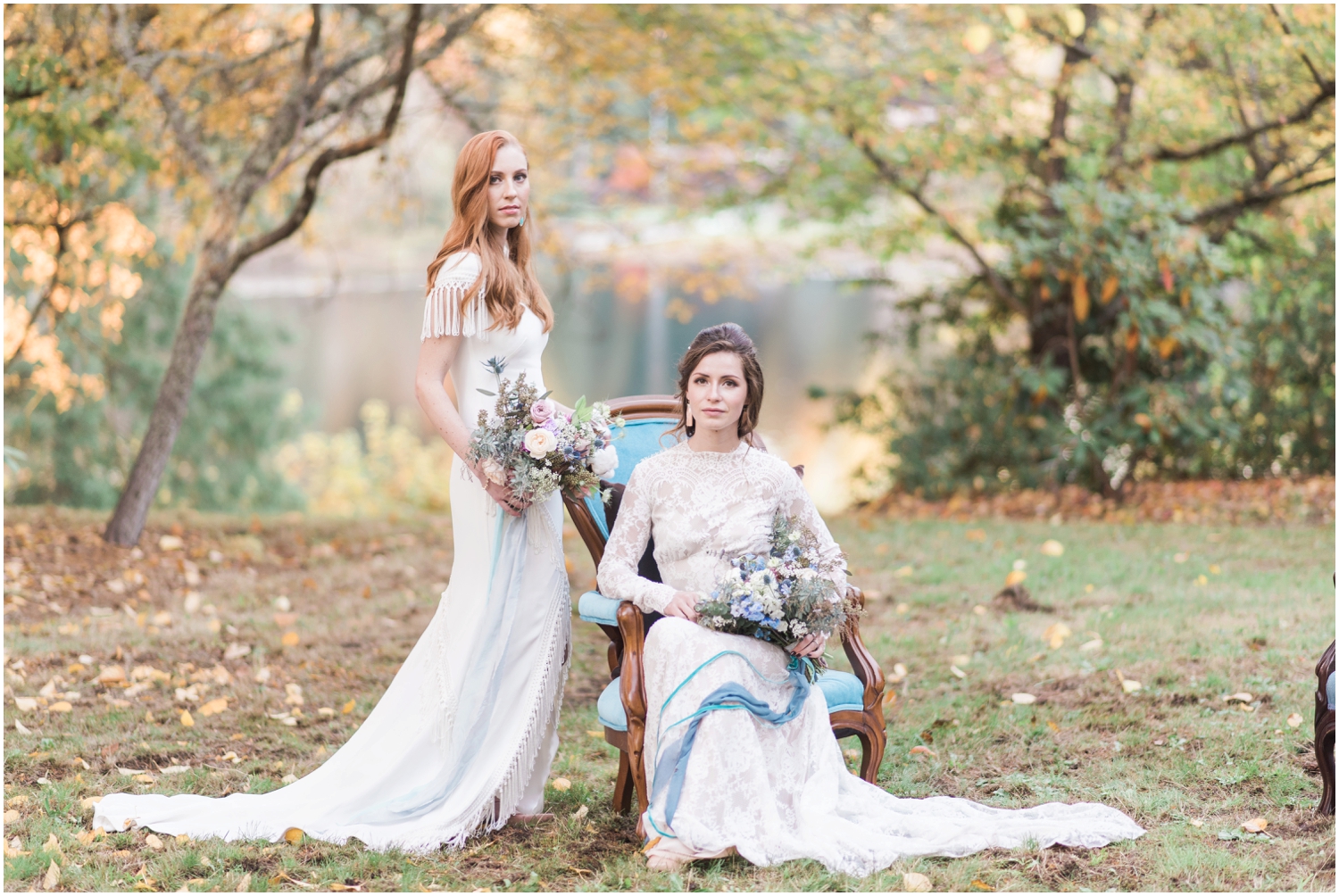 Colonial, two brides, mrs. & mrs. Taper candles, lake front, velvet, lesbian, gay, Seattle wedding, outdoor, summer, fall, golden hour B. Jones Photography, Snohomish wedding