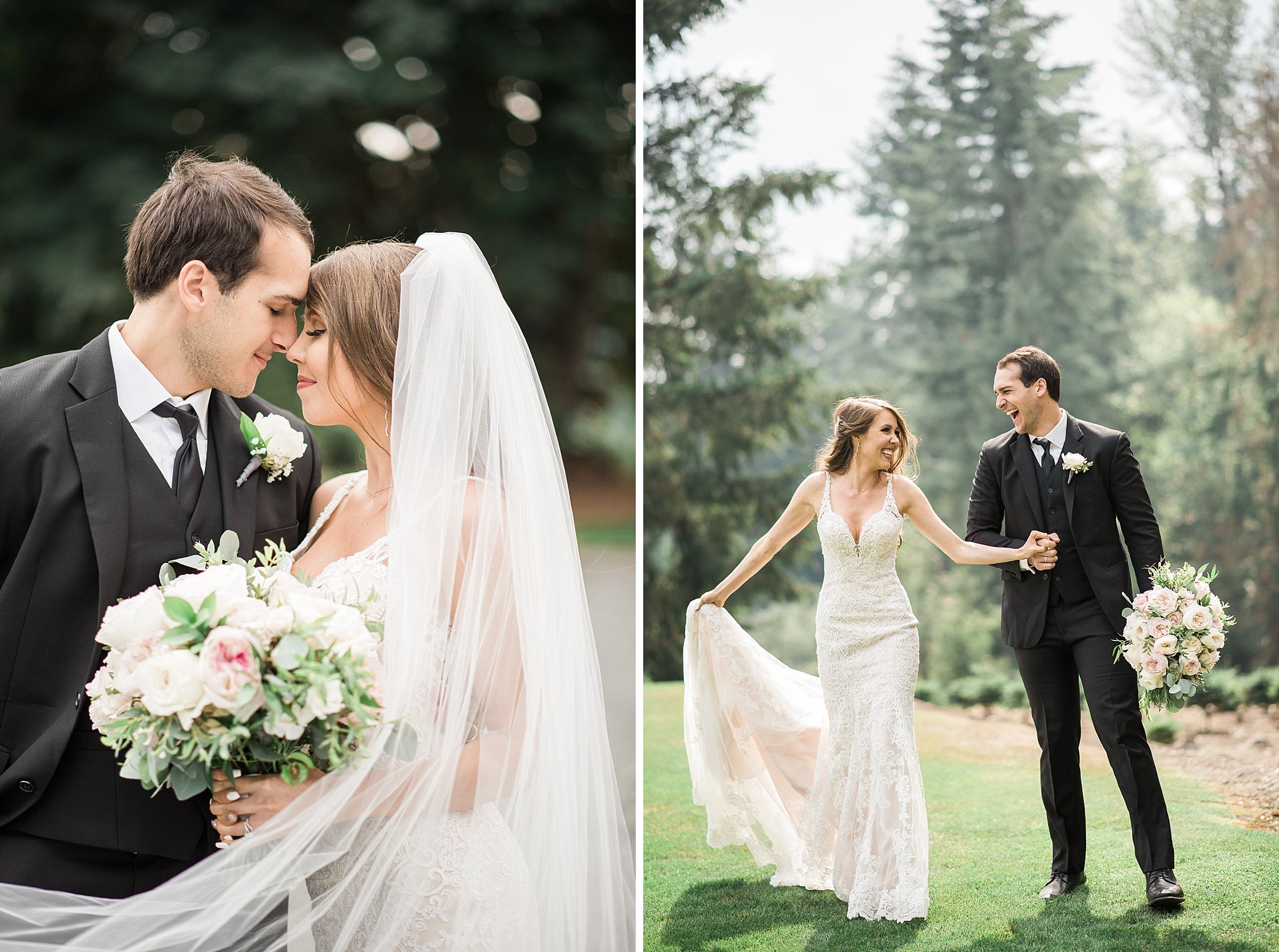 Cathedral Veil. Trinity Tree Farm Wedding Photos. Seattle Weddin