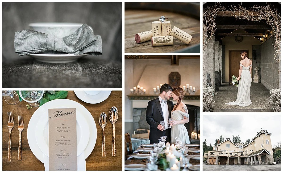 Chateau Lille wedding, Winter indoor PNW wedding, lodge, delille