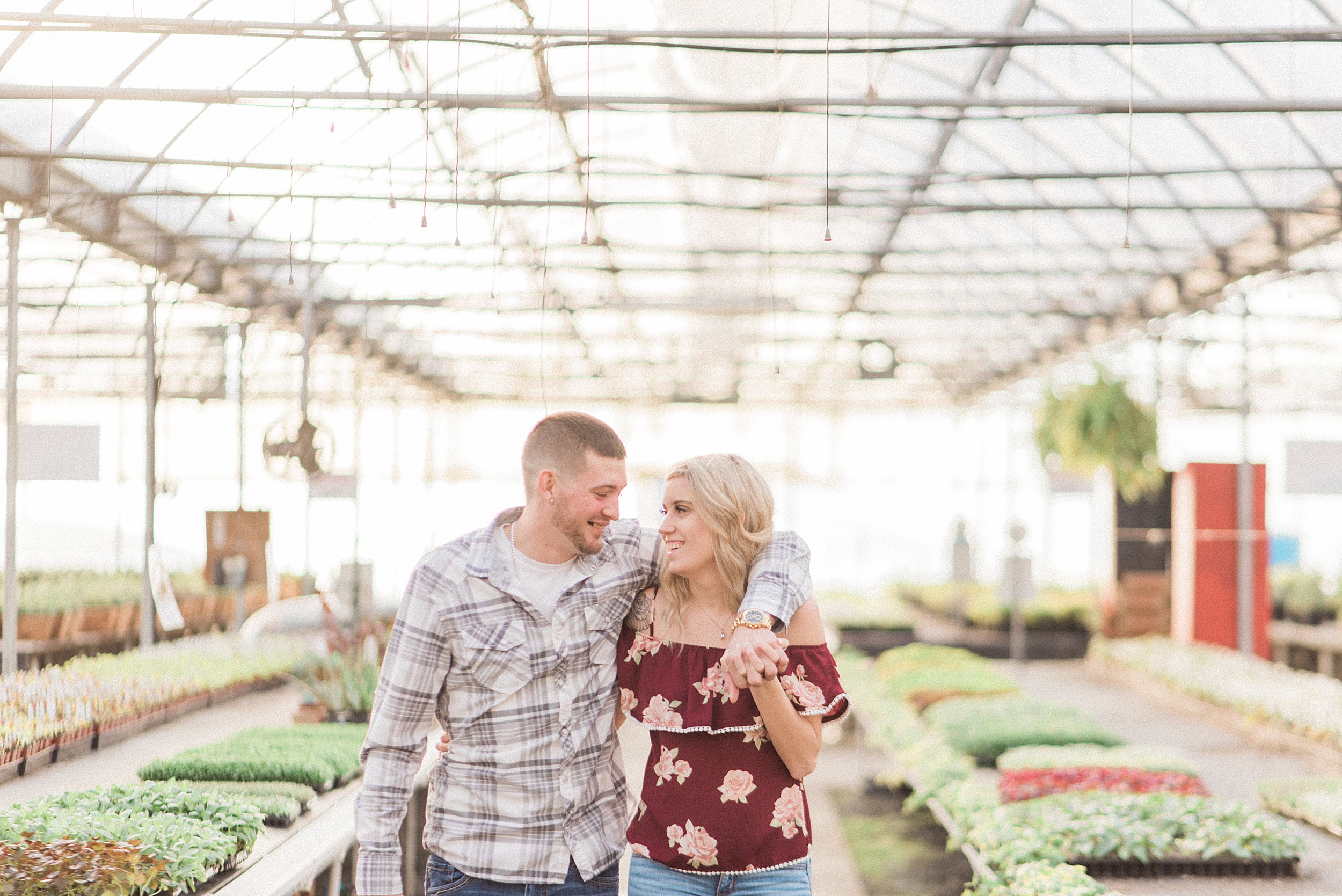 Snohomish Greenhouse nursery engagement session. Sunset. Seahawk