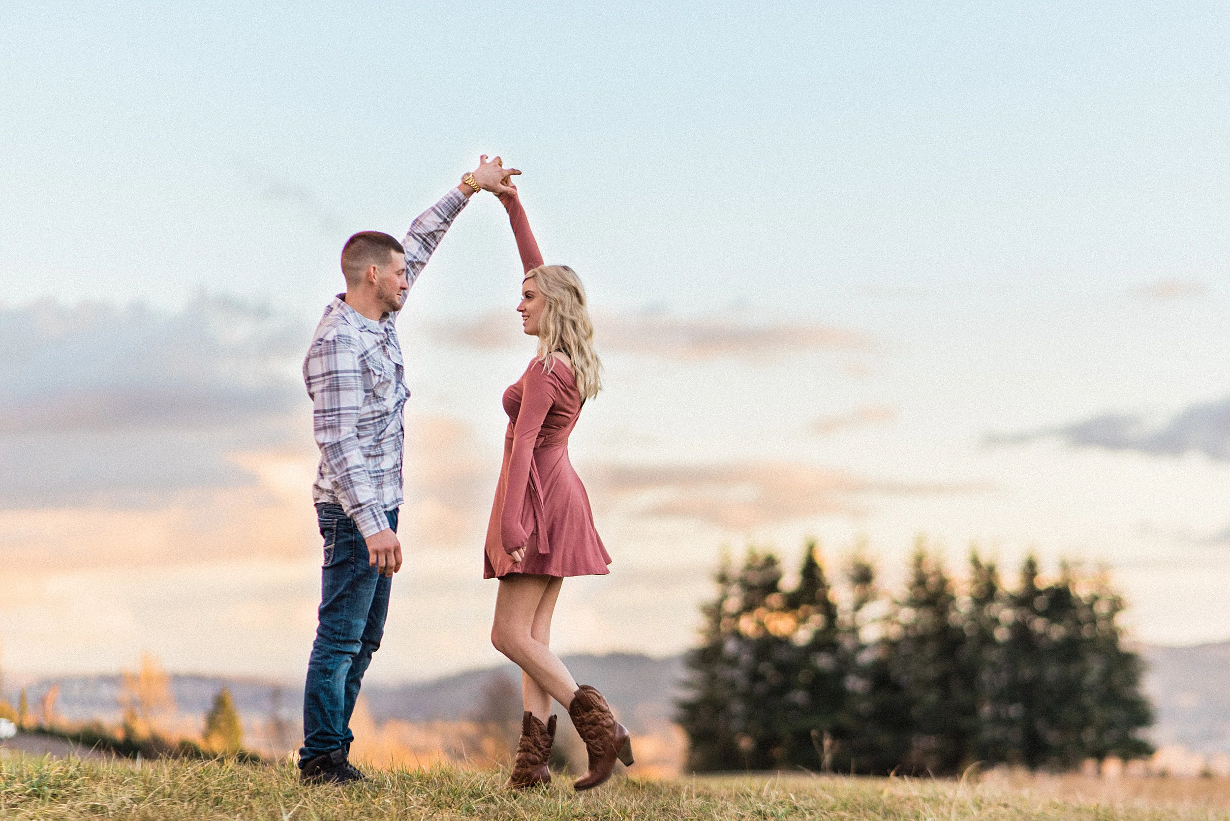 Snohomish Greenhouse nursery engagement session. Sunset. Seahawk