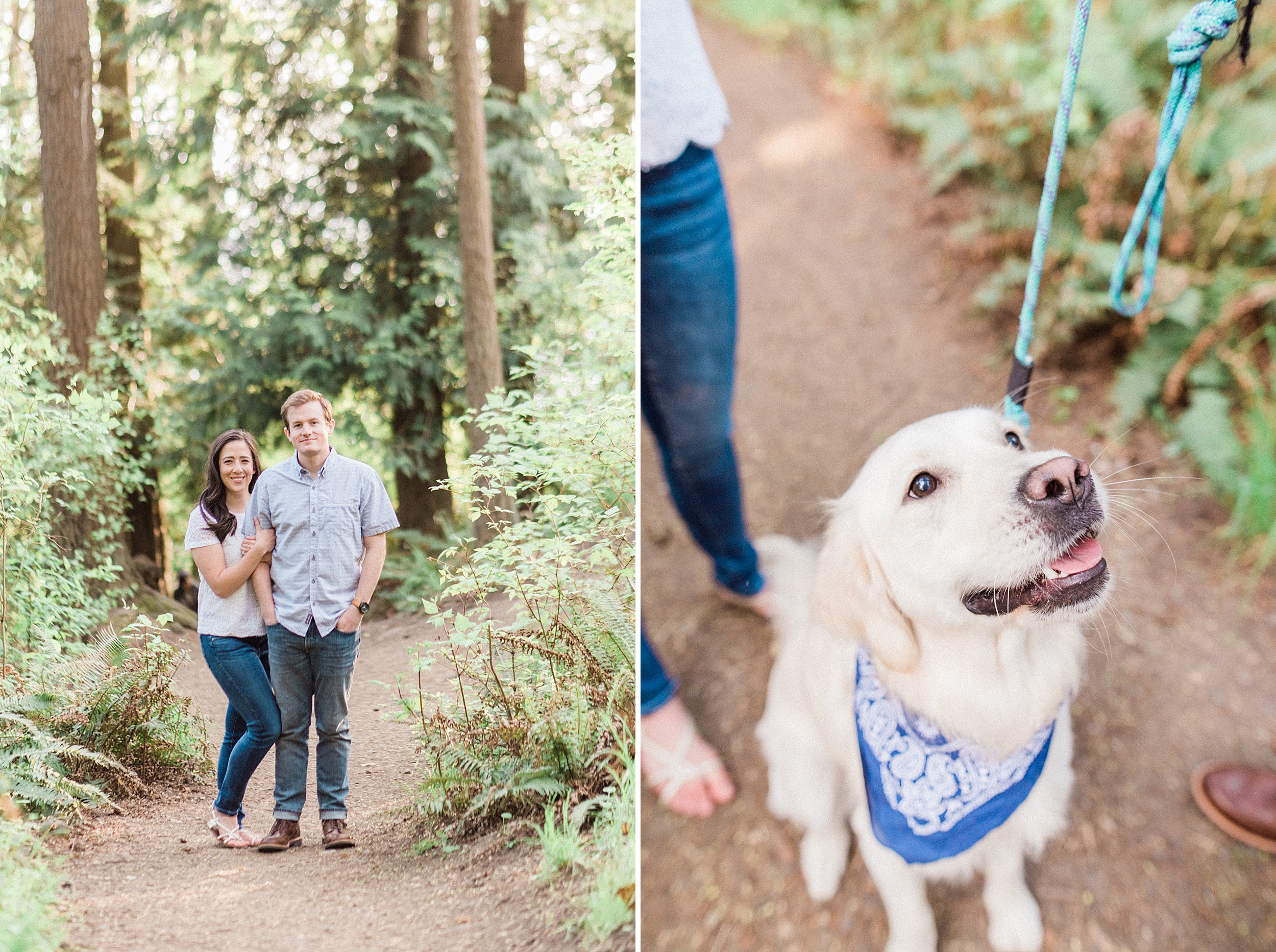 Carkeek Park Seattle Beach engagement Session with golden retrei