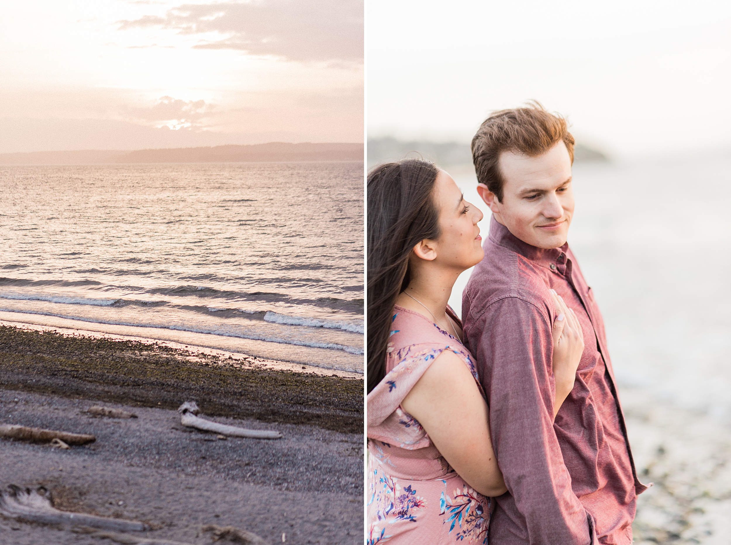 Carkeek Park Seattle Beach engagement Session with golden retrei