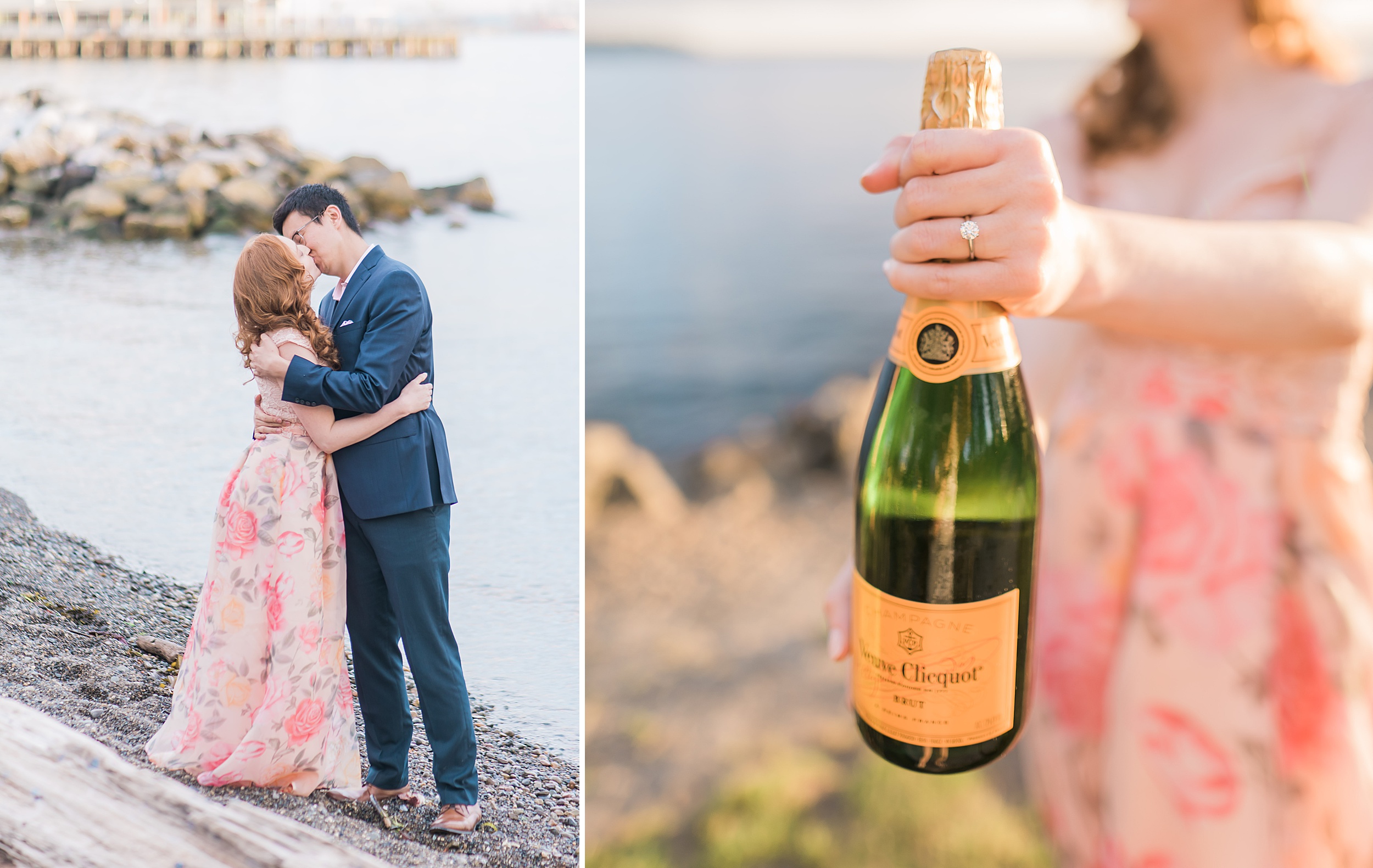 Seattle waterfront engagement photos. 