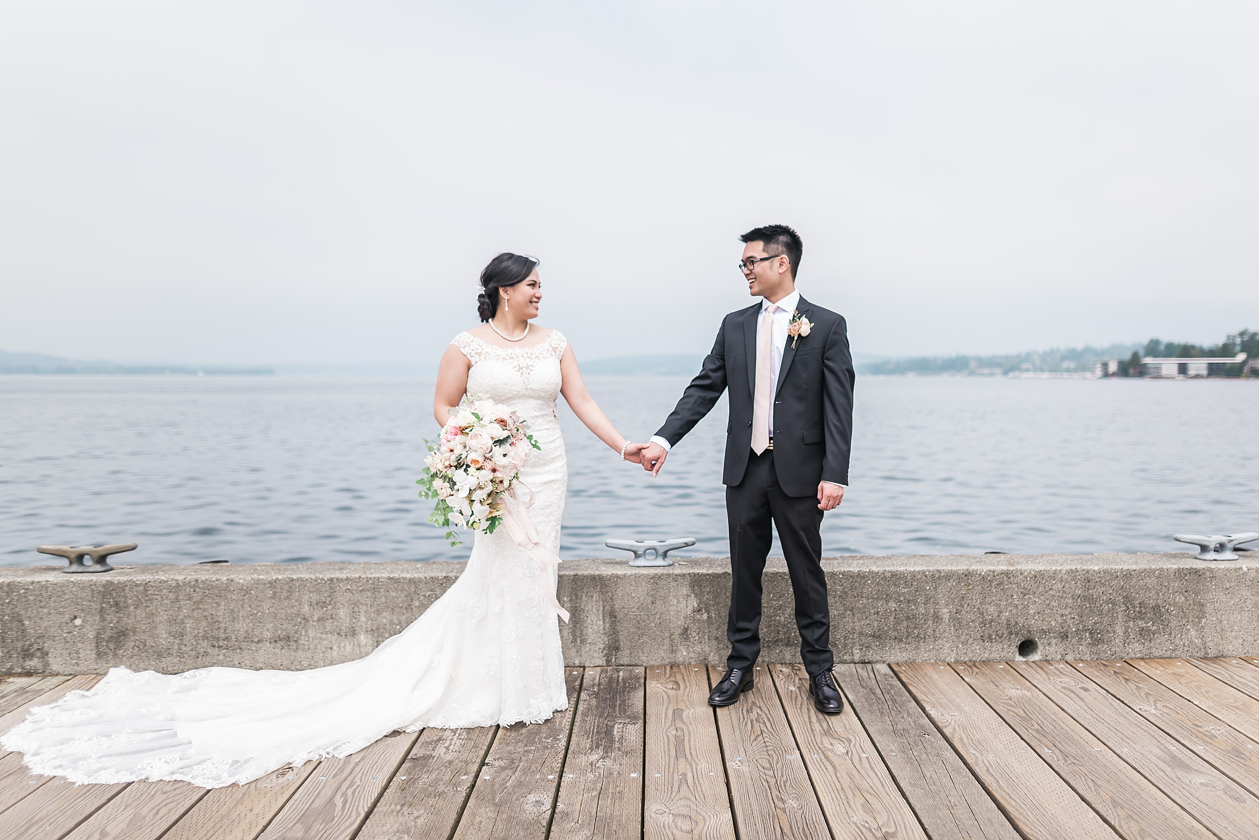 Woodmark Hotel Waterfront Wedding. Dock Photos. Seattle Wedding 
