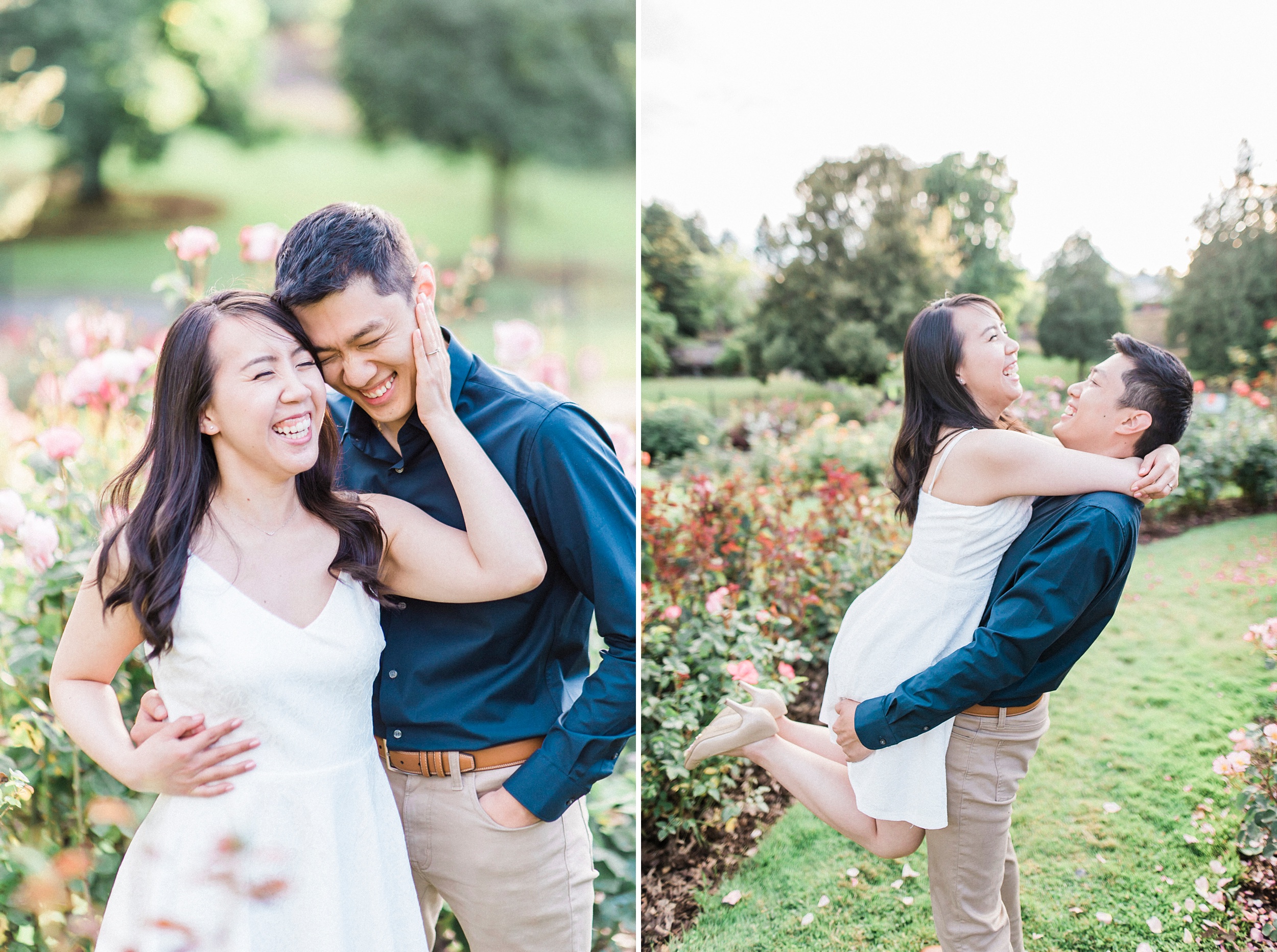 point defiance rose garden engagement photos.