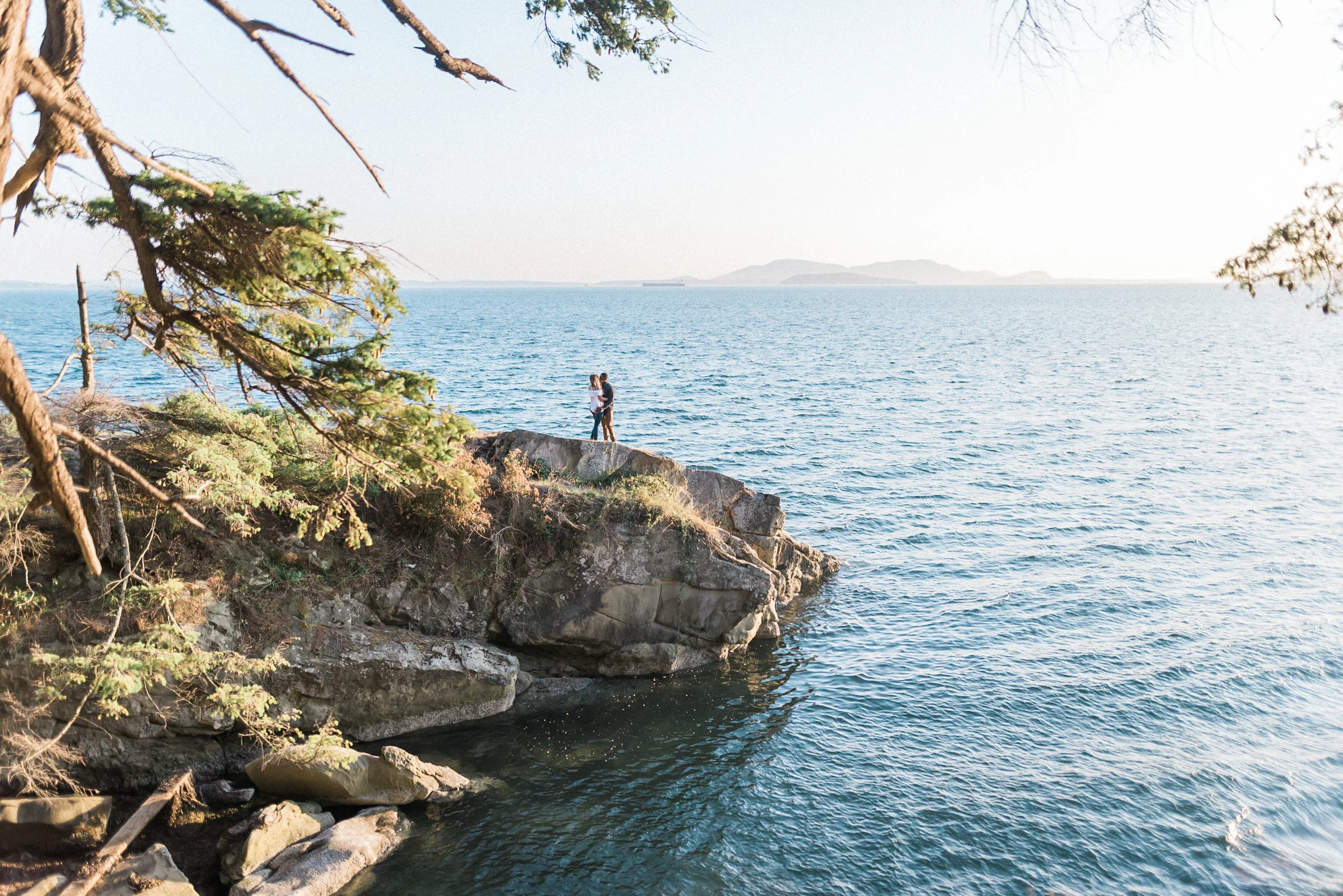 Engagement Photo at Larrabee State Park on the rocks