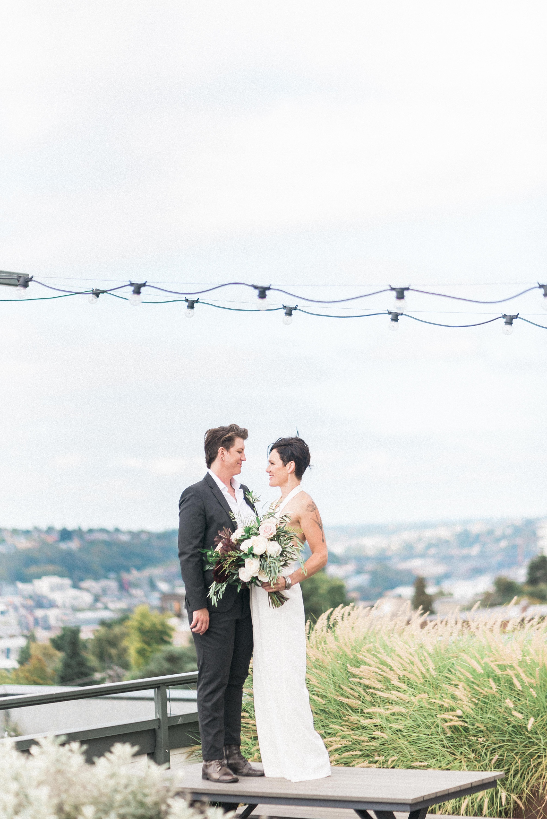 Lesbian Industrial chic hipster wedding. Bloom by Tara. Seattle