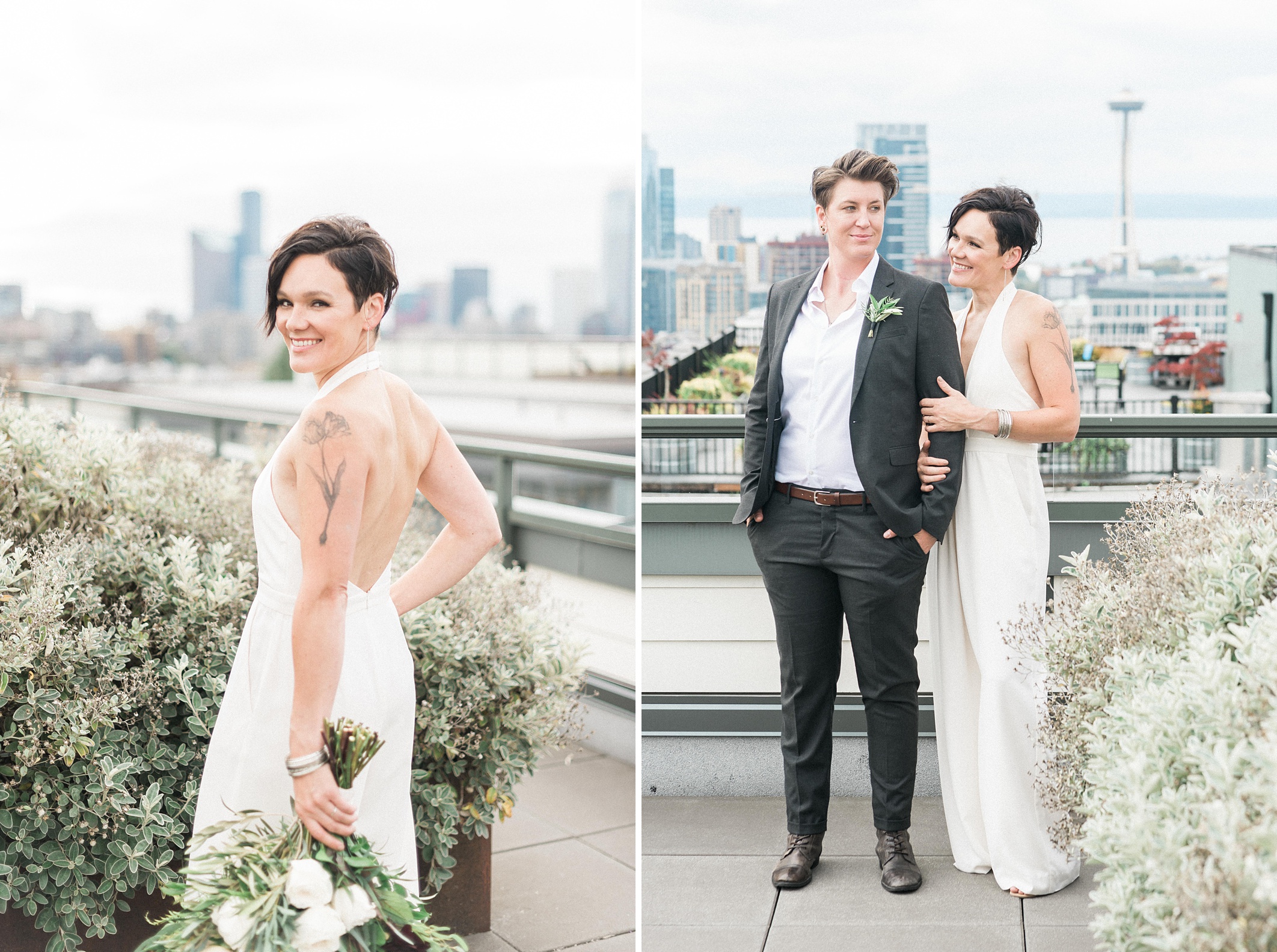 Lesbian Industrial chic hipster wedding. Bloom by Tara. Seattle