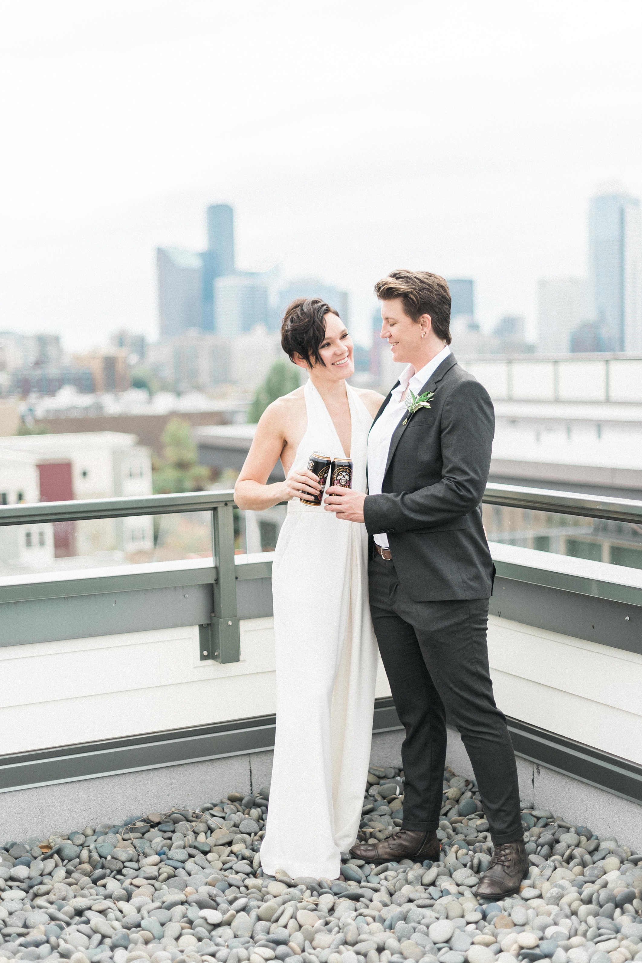 Lesbian Industrial chic hipster wedding. Bloom by Tara. Seattle