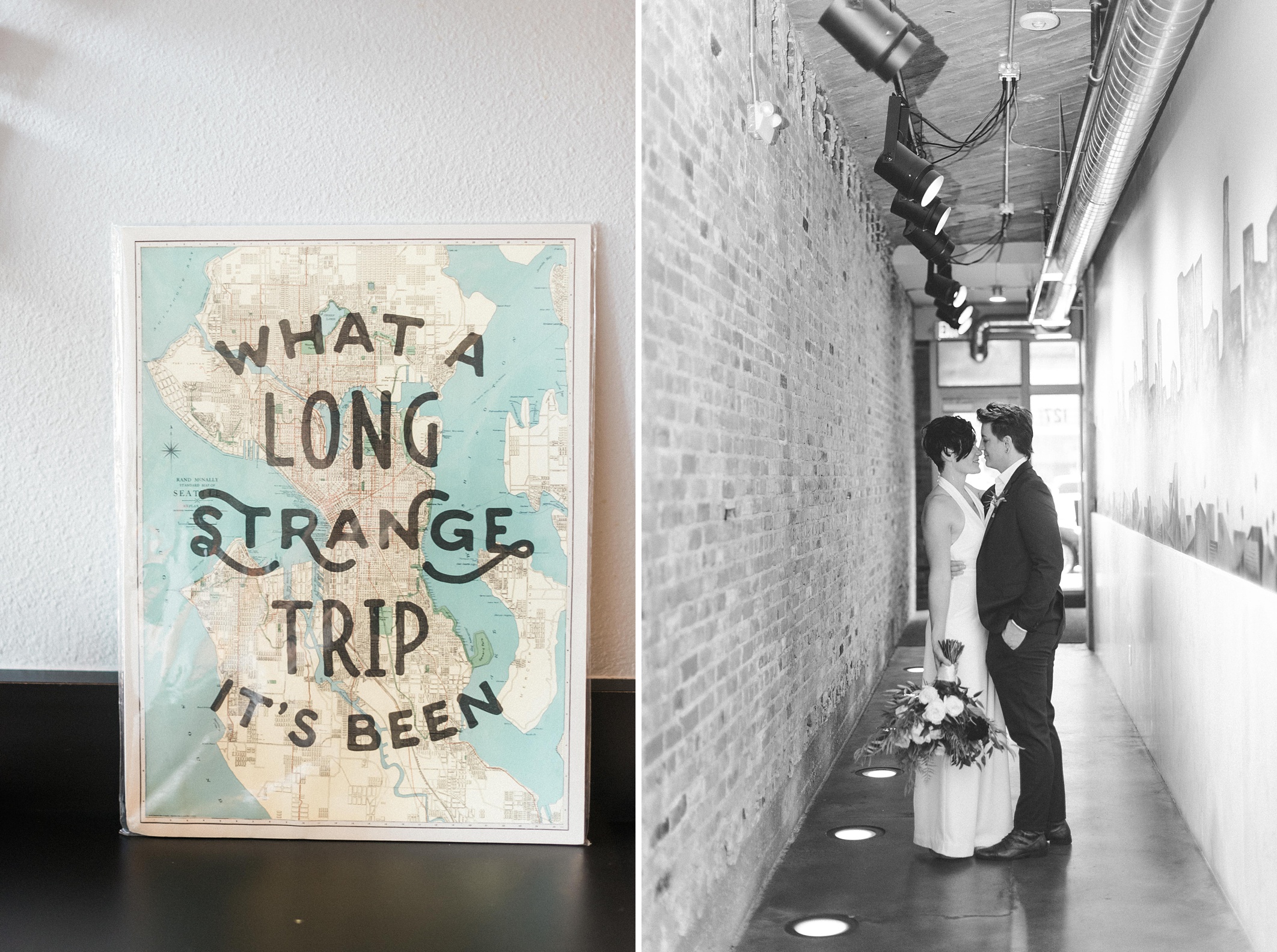 Lesbian Industrial chic hipster wedding. Bloom by Tara. Seattle