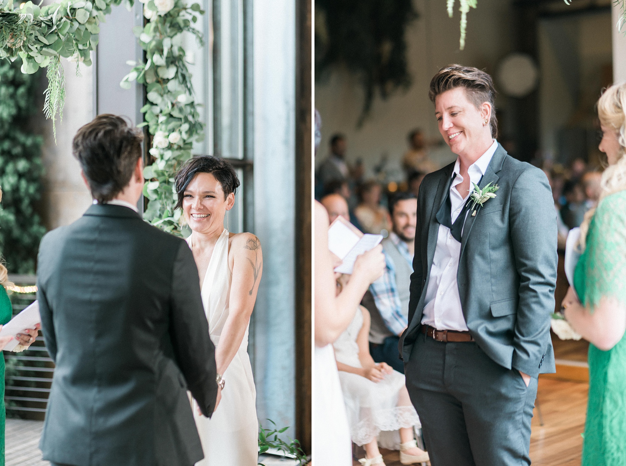 Lesbian Industrial chic hipster wedding. Bloom by Tara. Seattle 