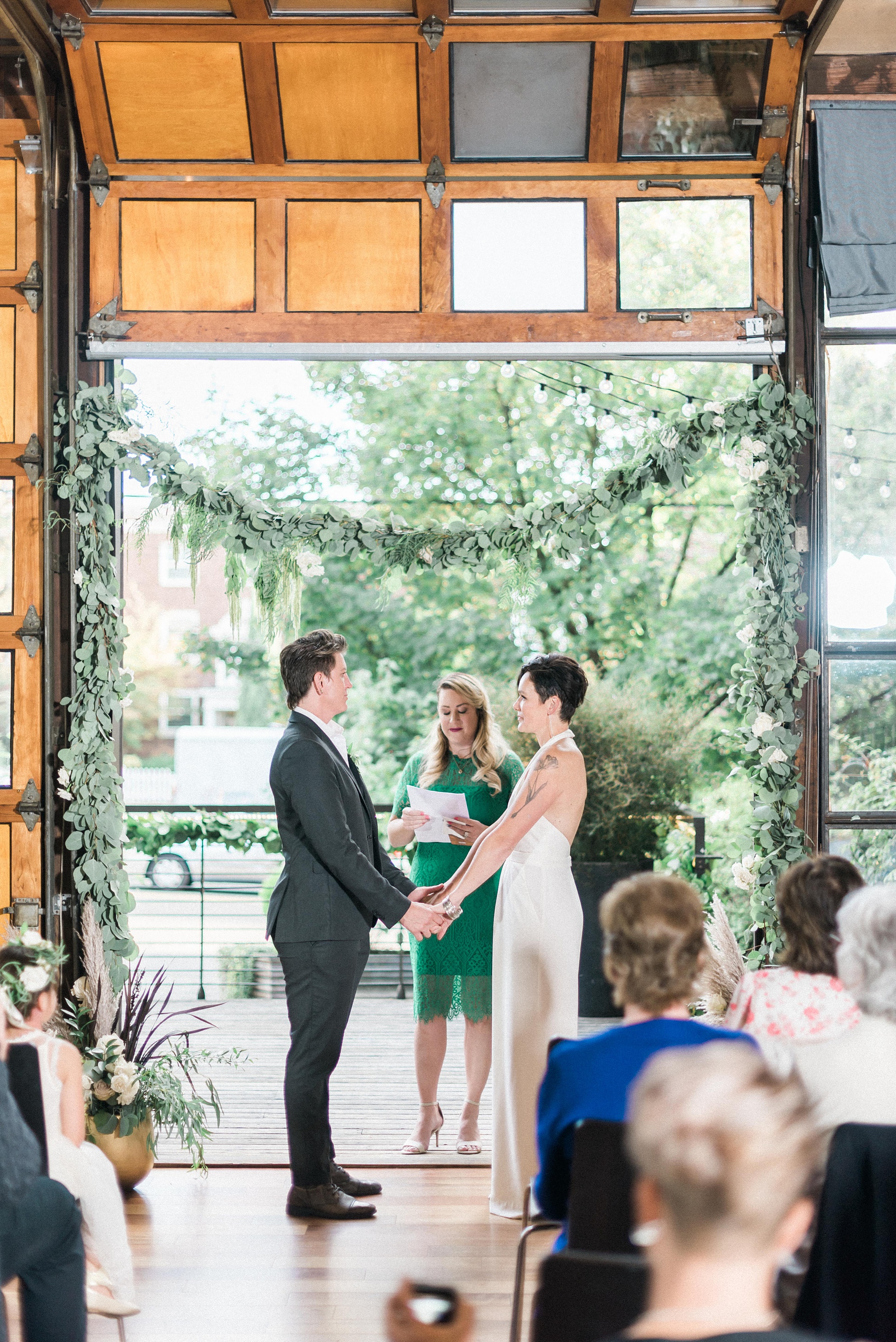 Lesbian Industrial chic hipster wedding. Bloom by Tara. Seattle 