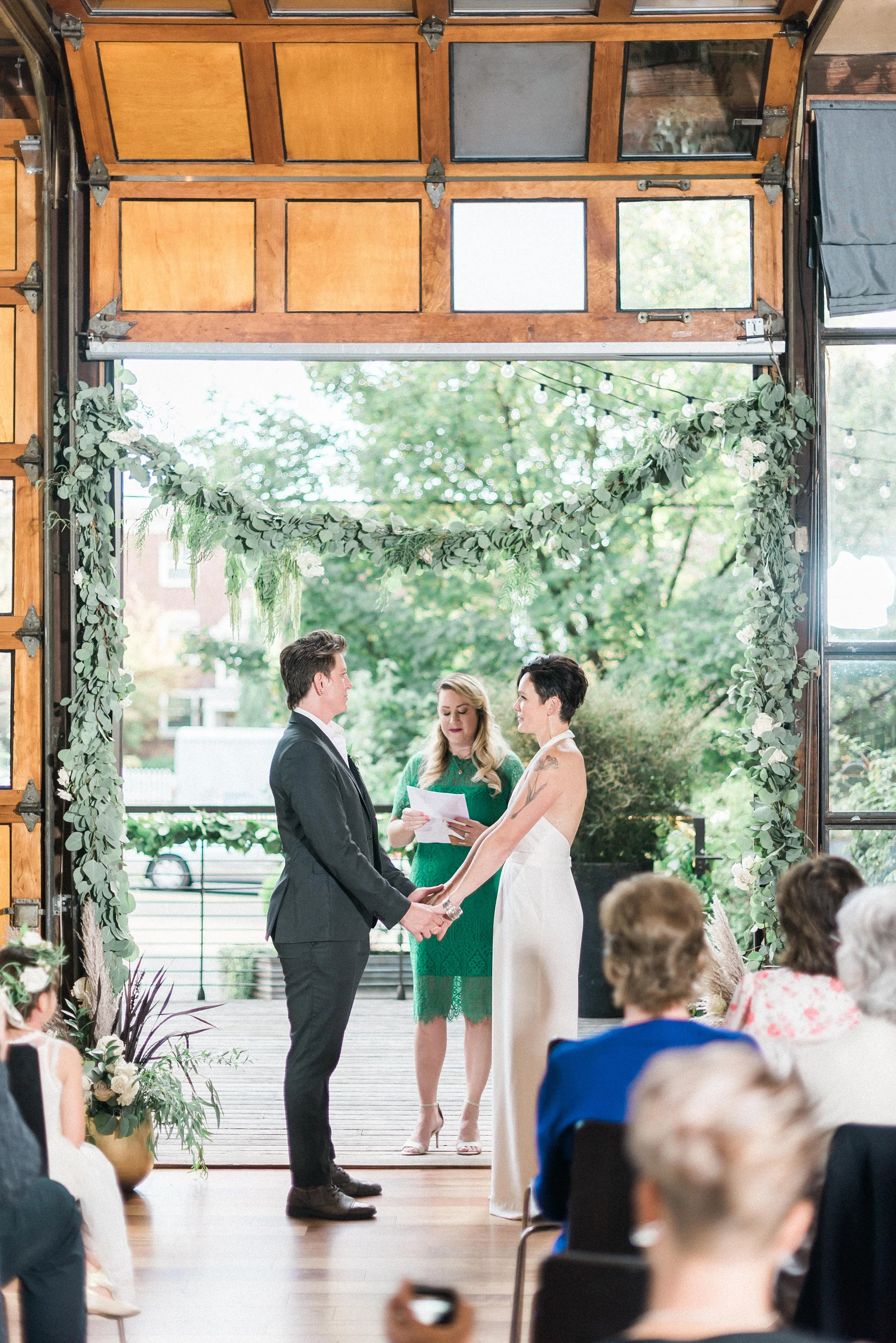 Lesbian Industrial chic hipster wedding. Bloom by Tara. Seattle