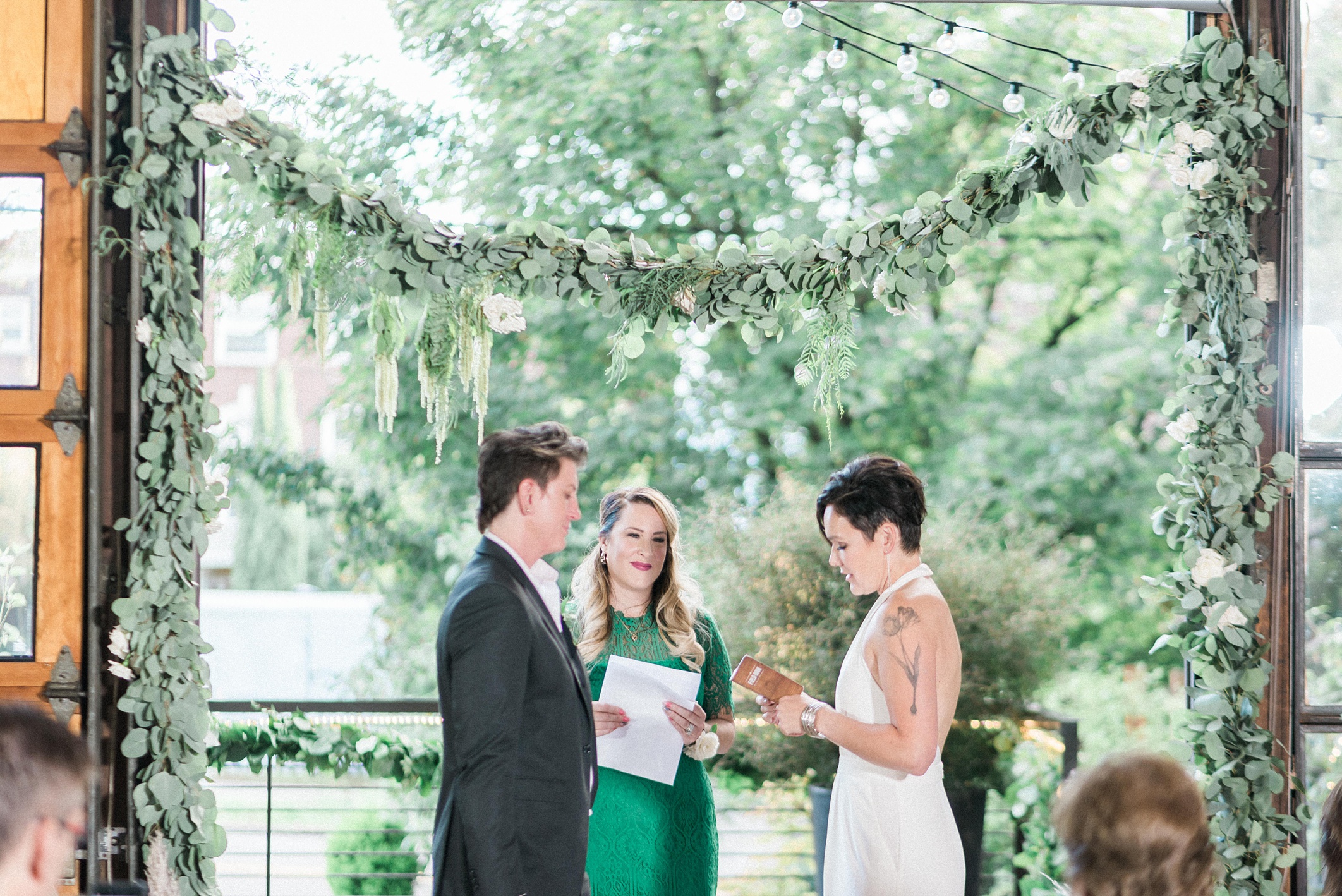 Lesbian Industrial chic hipster wedding. Bloom by Tara. Seattle 