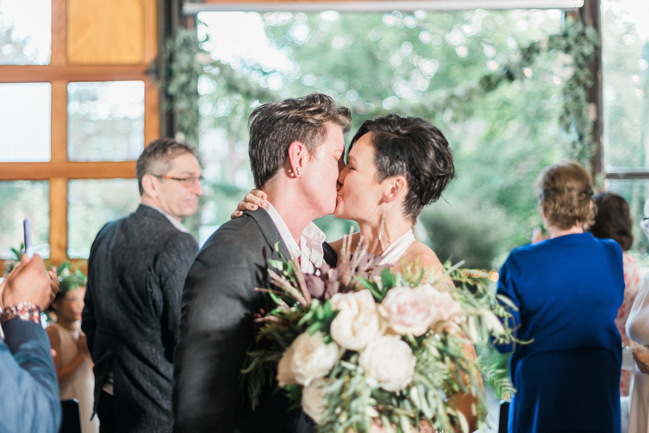 Lesbian Industrial chic hipster wedding. Bloom by Tara. Seattle
