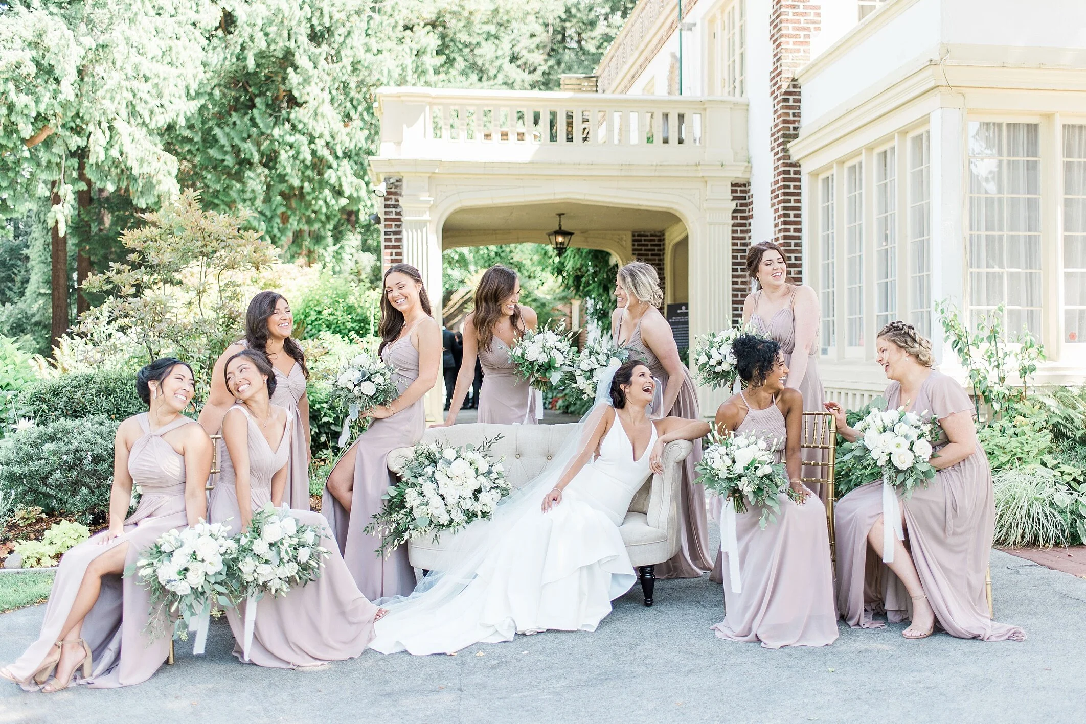 Bridesmaids portrait session at an estate