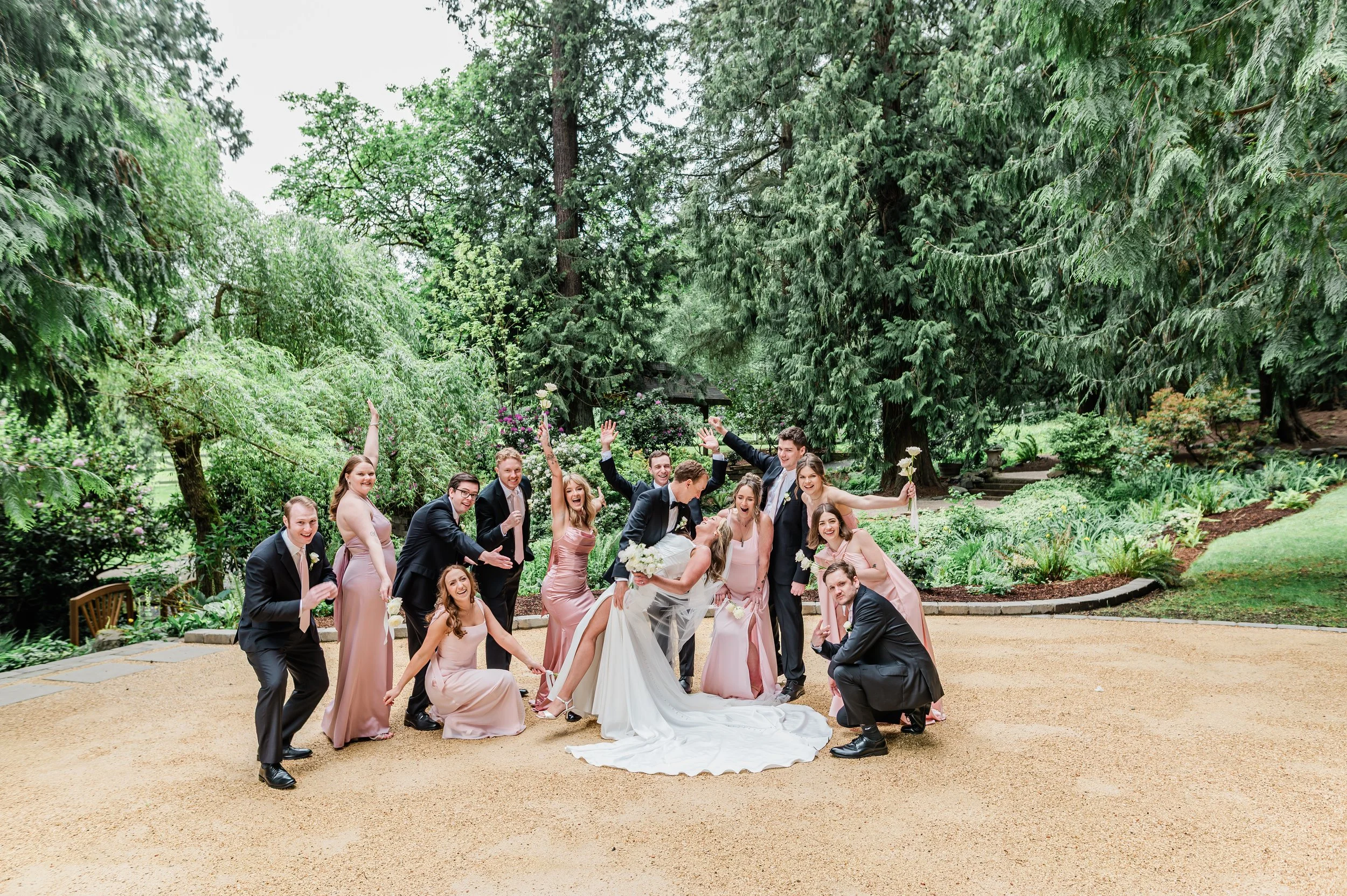 Bridal party at the new chateau lill ceremony site.