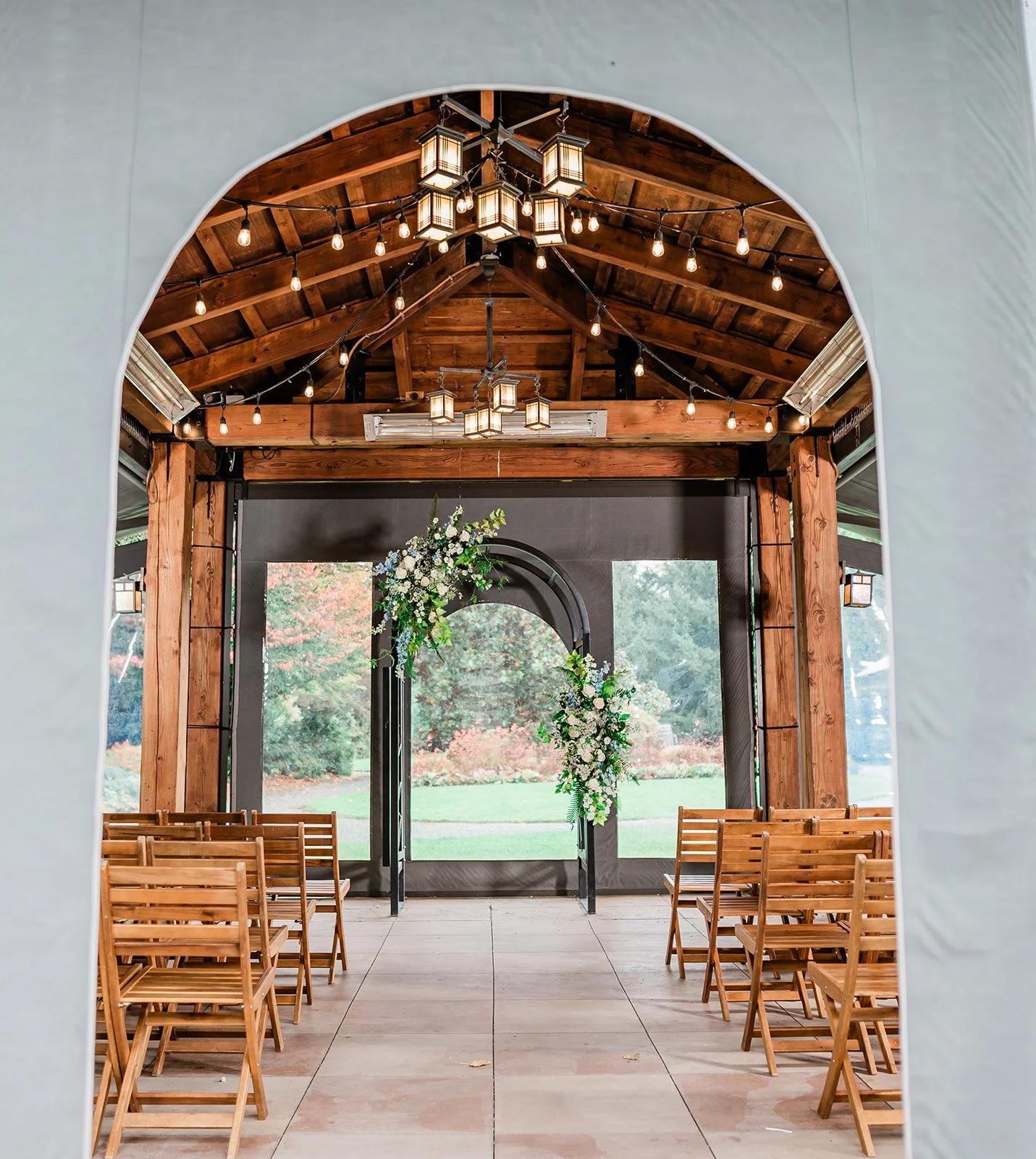The Garden Gazebo ceremony setup at Willows Lodge, Woodinville WA