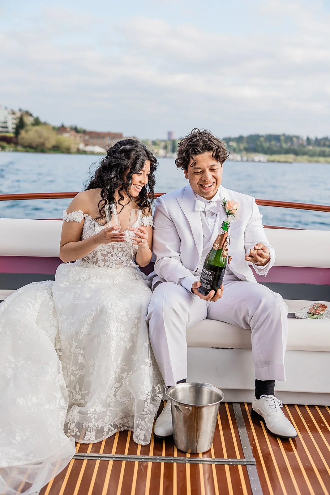 Bride & Groom on a boat