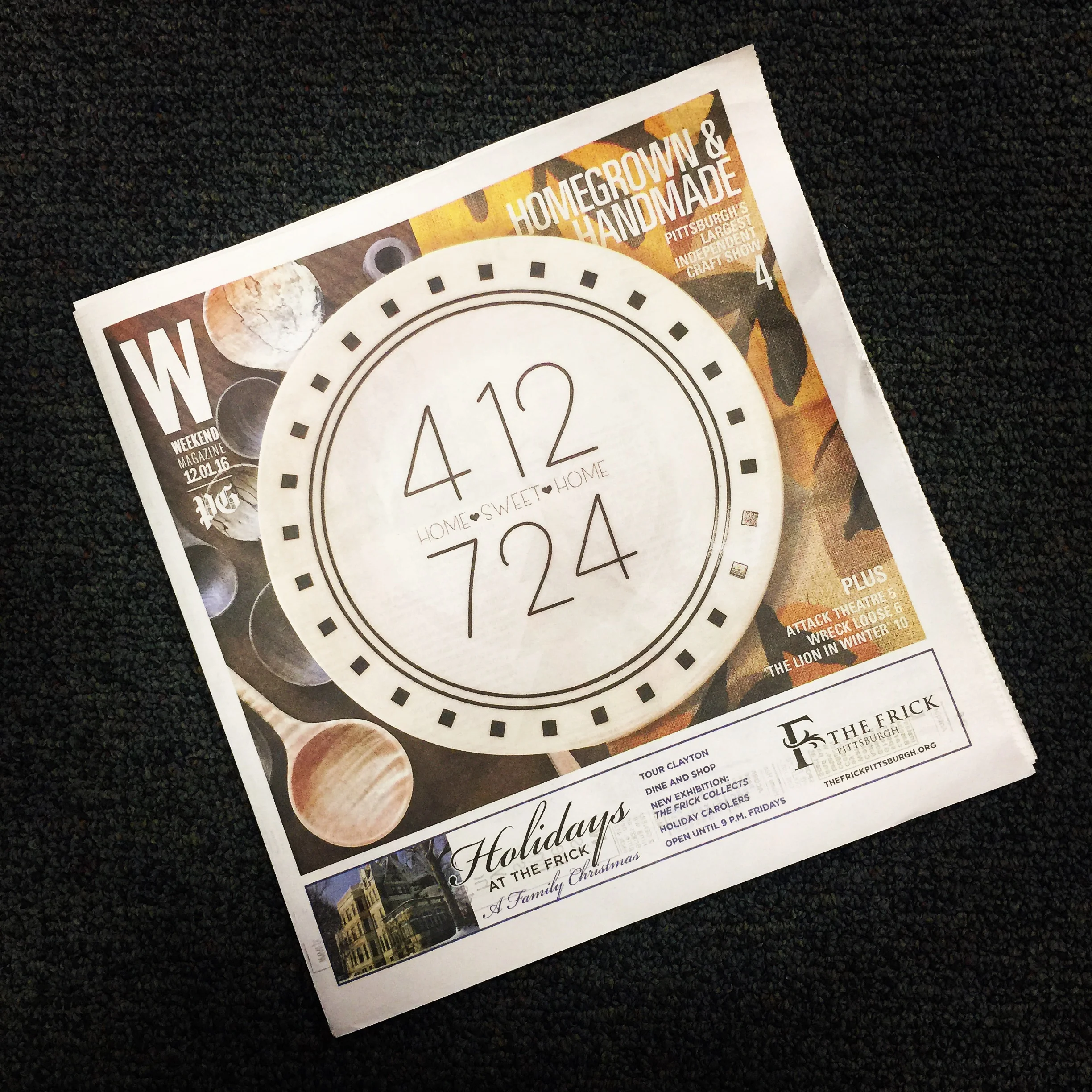 Honored to make the cover of Post Gazette Weekender 12/1/2016 #homegrownhandmade