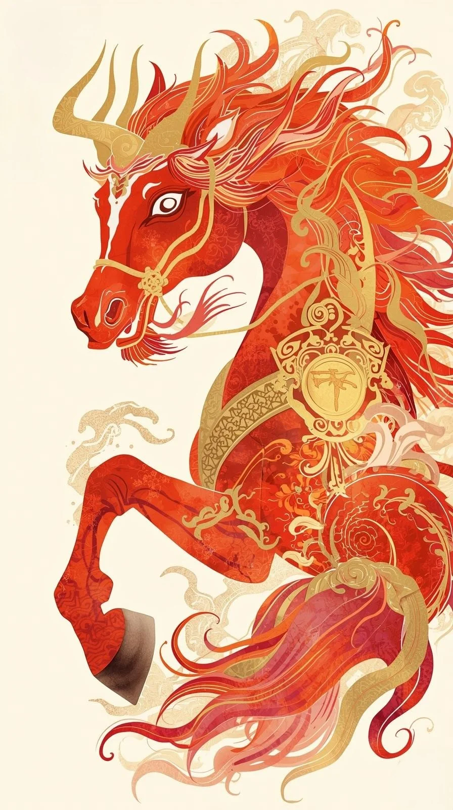 Illustration of the 2026 Fire Horse for Feng Shui and Chinese astrology, symbolizing Fire element, momentum, and visibility in the Fire Horse year.