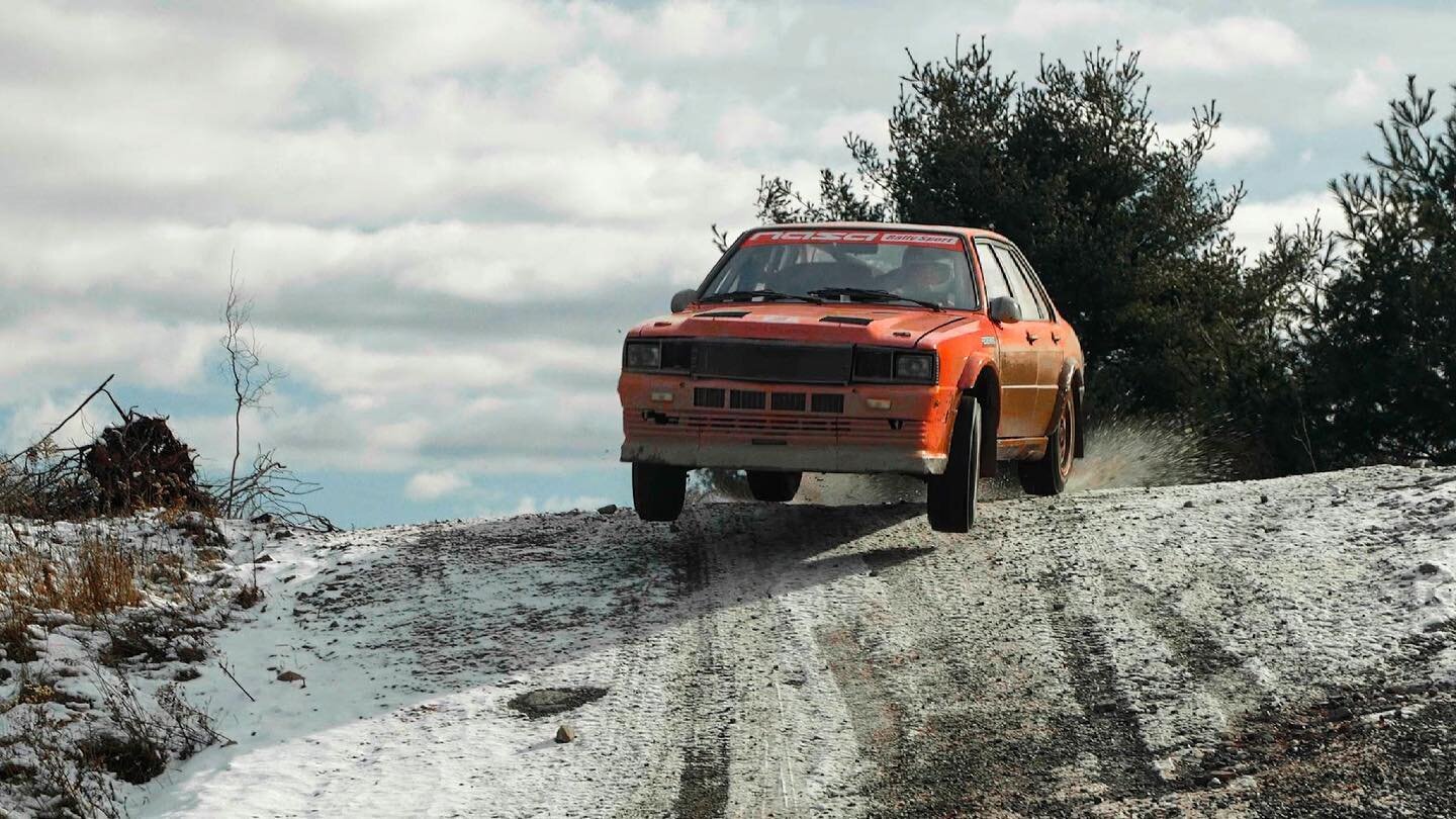 One of my favorite screen grabs from the Audi 4000 episode of RadVentures on @hagerty. Rally cars are always best sideways over a crest! It&rsquo;s hard to tell here, but only the rear left tire is touching the ground. This Audi 80 rally car was grip