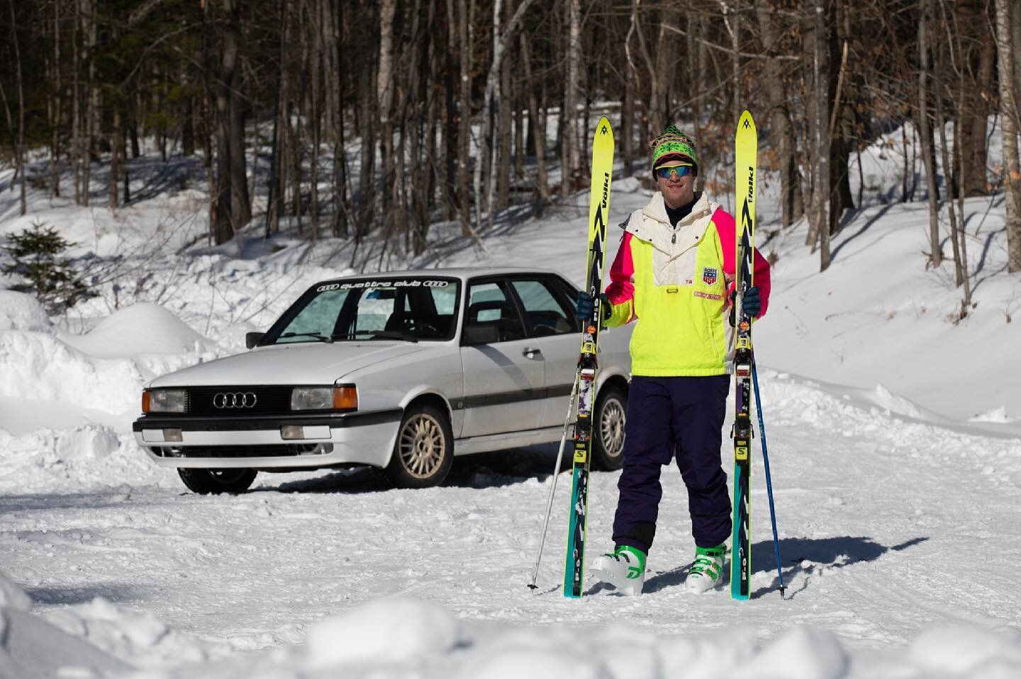 Tomorrow, the final episode of RadVentures premieres on @hagerty! Let me tell you, it&rsquo;s very much up my alley. Rallying Audi&rsquo;s and skiing like it&rsquo;s 1993! Add in some 200cm @volklskis_usa and an old Roffe jacket and it can&rsquo;t re
