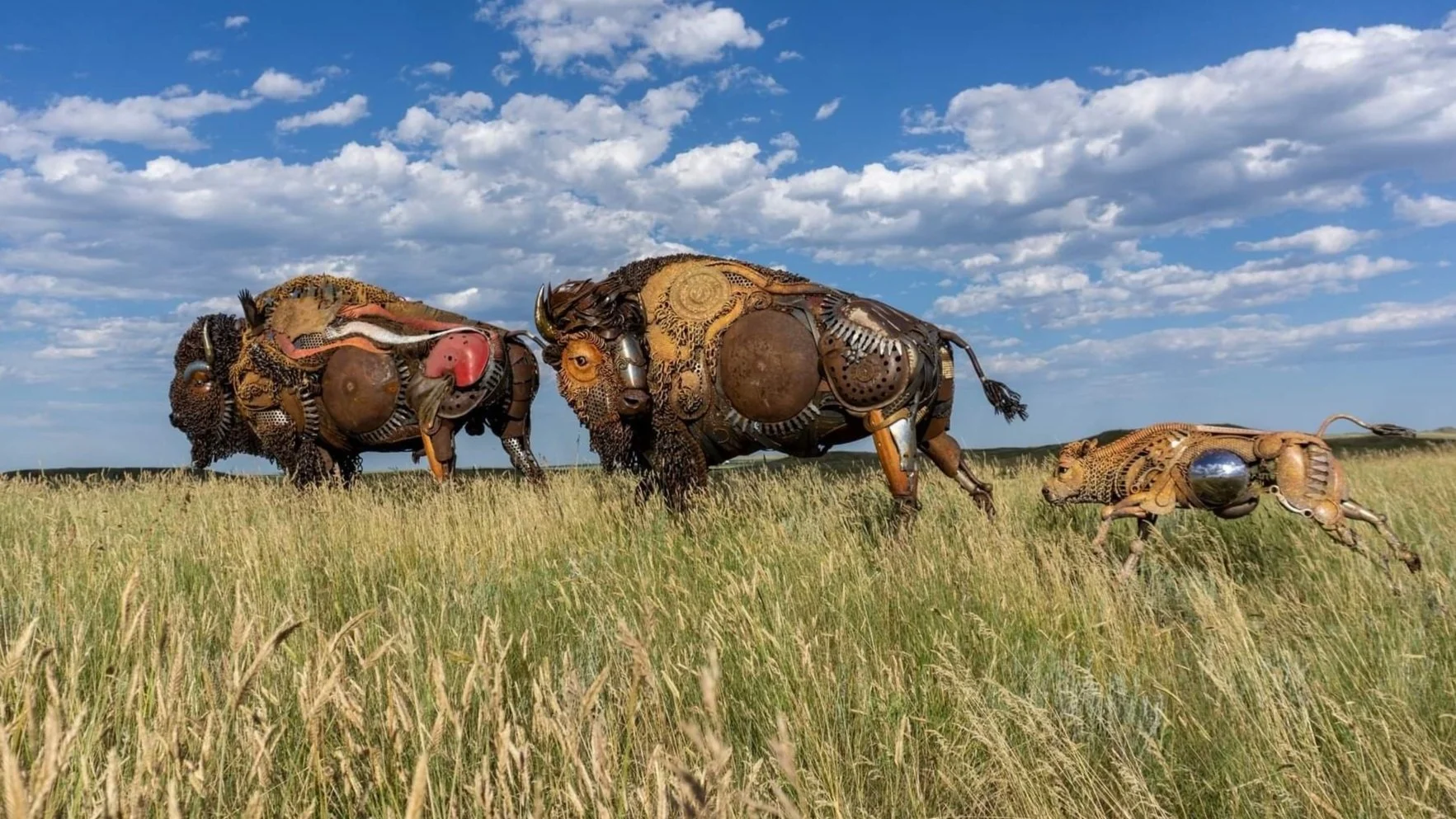 This life-sized Bison family is on display at National Harbor in Maryland.  