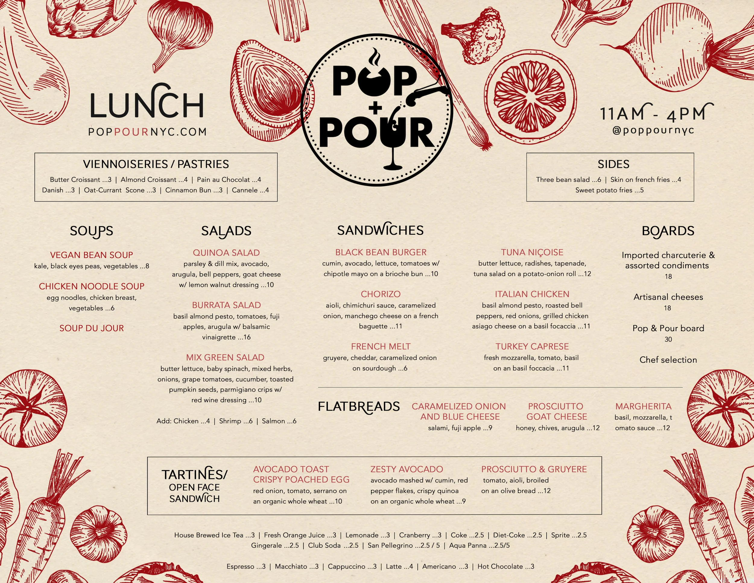 To-Go Lunch Menu Tri-fold Inside