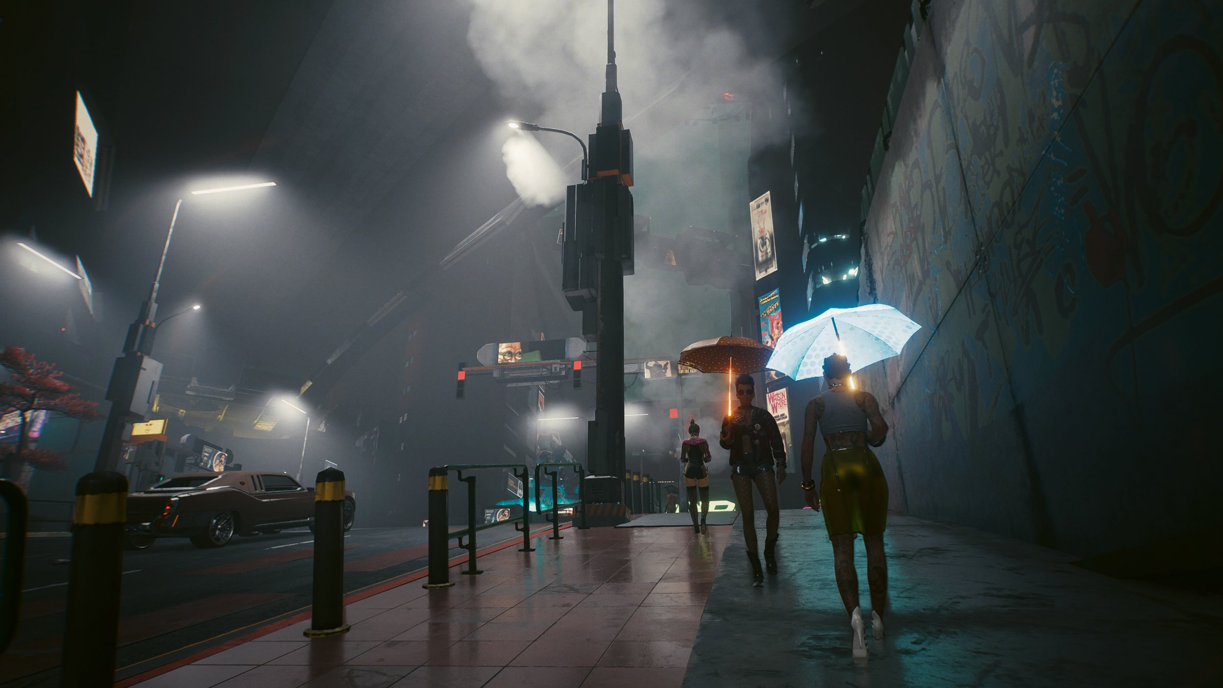 Night City Street; Rainy Night, December 16, 2022. Cyberpunk 2077, PlayStation 4 Screen Capture .