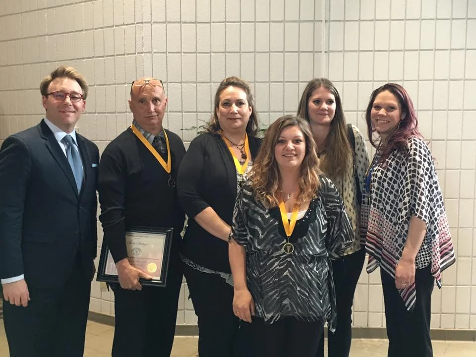With the five latest graduates of the Northern Hills Drug Court, Tuesday, March 29, 2016, in Sturgis, SD. The Northern Hills Drug Court was the first such court in SD. Over the last nine years, 60+ individuals have completed the program. There are now more than six problem solving courts in South Dakota.