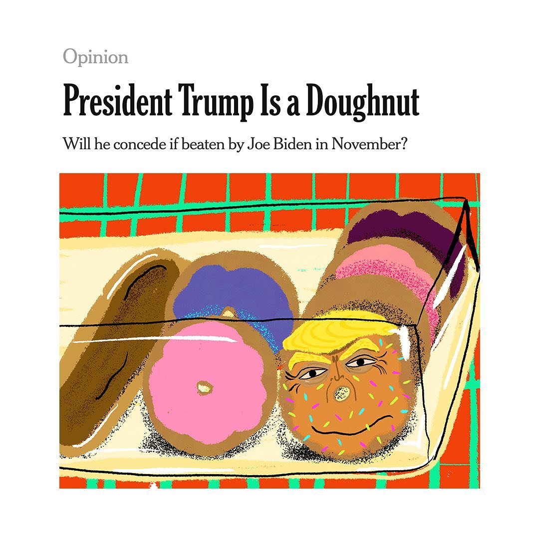 PRESIDENT TRUMP IS A DOUGHNUT 

#notthenewyorktimes #illustration #opinionpiece #trump