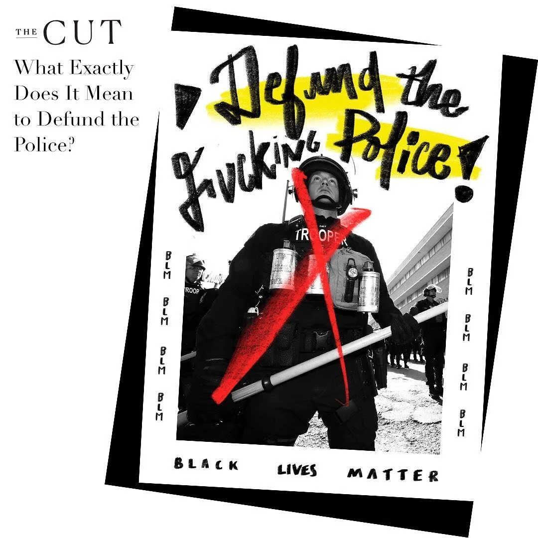 Defunding the police meaning FUNDING something: community programs, empowering grass-root efforts, etc. Redid @thecut article. Original is the last page.  #illustration #defundthepolice #blm #not_the_nyt