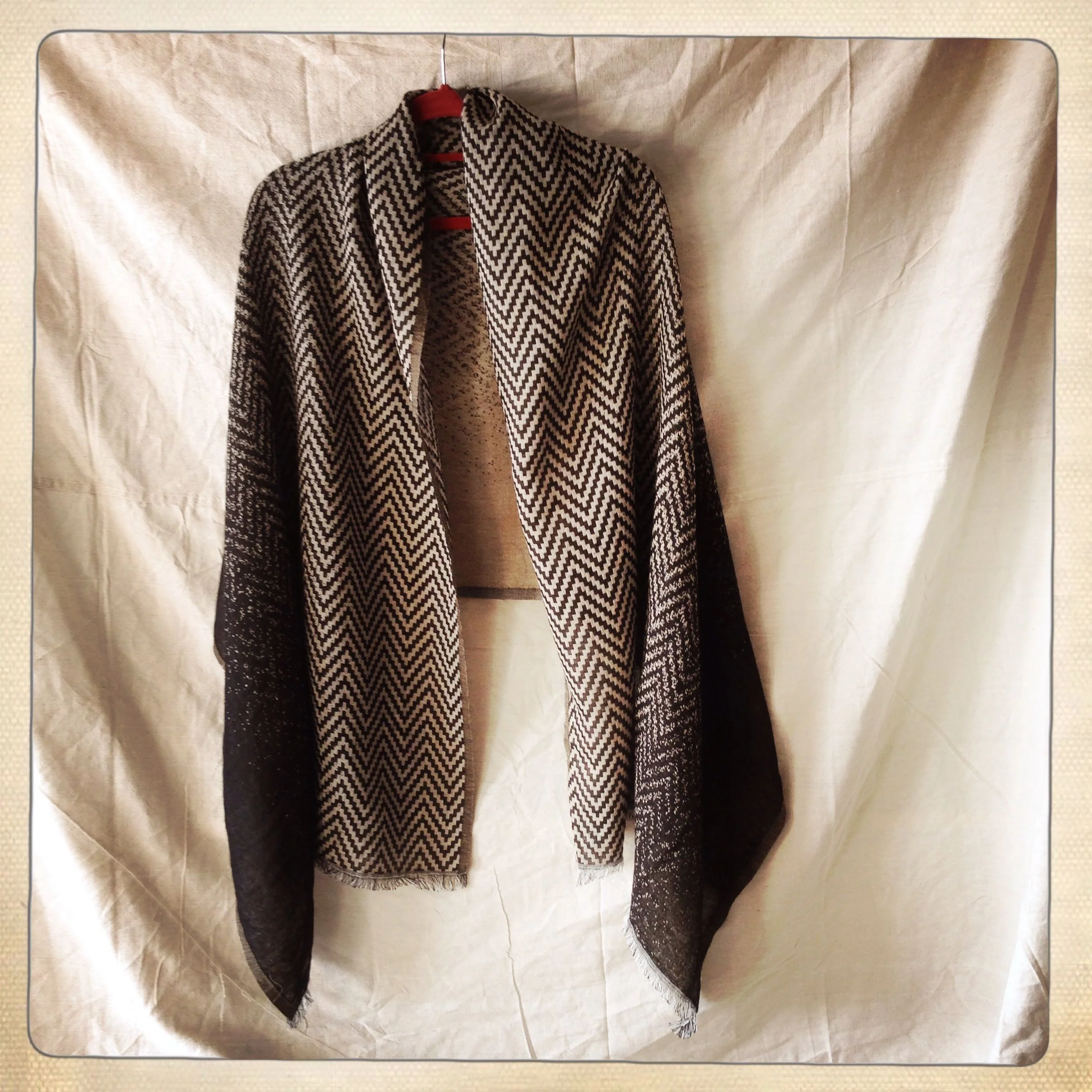 Zig Zag Shawl Sand and Black :: www.hsparrowandco.com.jpg