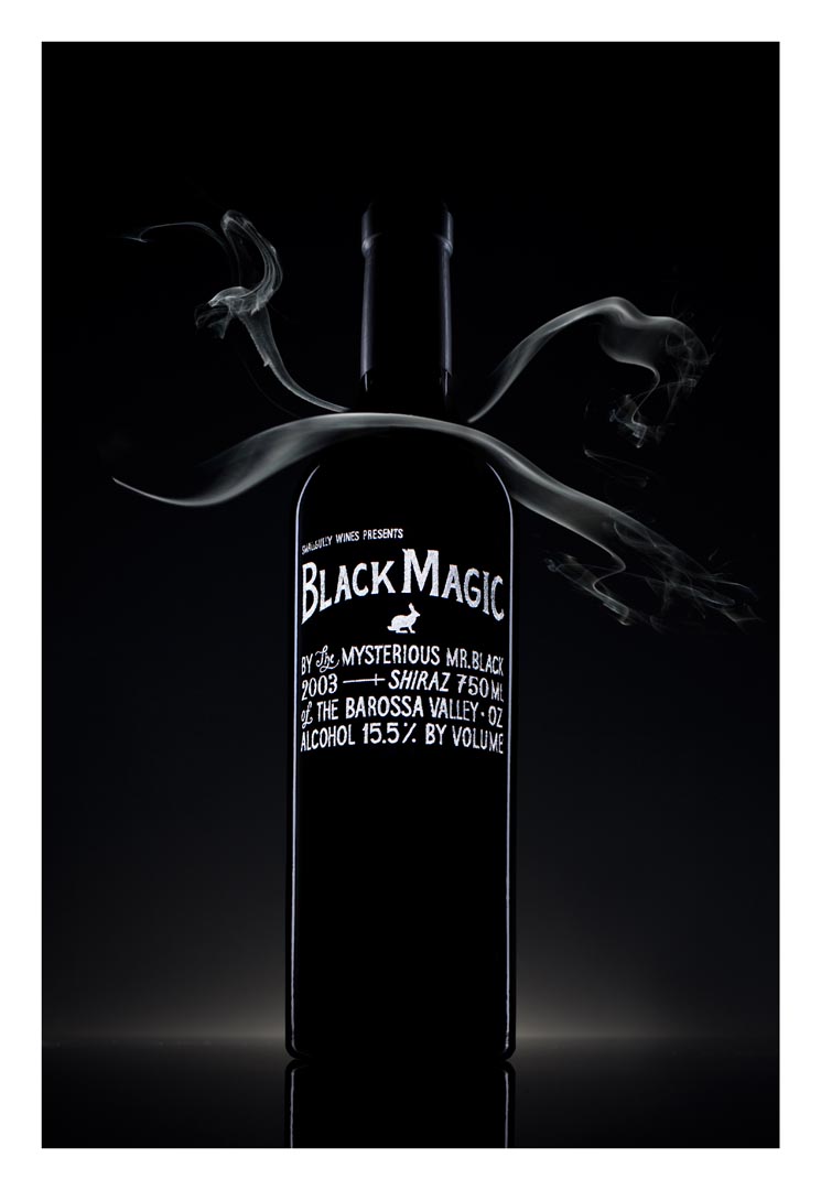 commercial advertising studio wine bottle photography Adelaide small gully wines black magic shiraz barossa valley winery sam roberts photography photographer