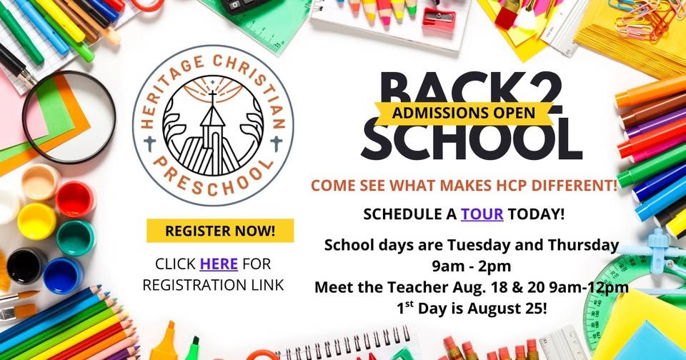 Heritage Christian Preschool '25-'26 Registration