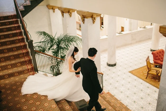 Historic hotel bride and groom
