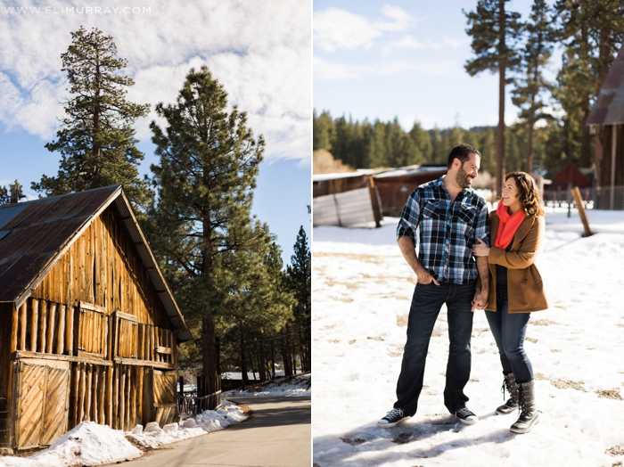 winter wood barn engagements 