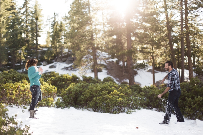 Snowball fight in Big Bear, California