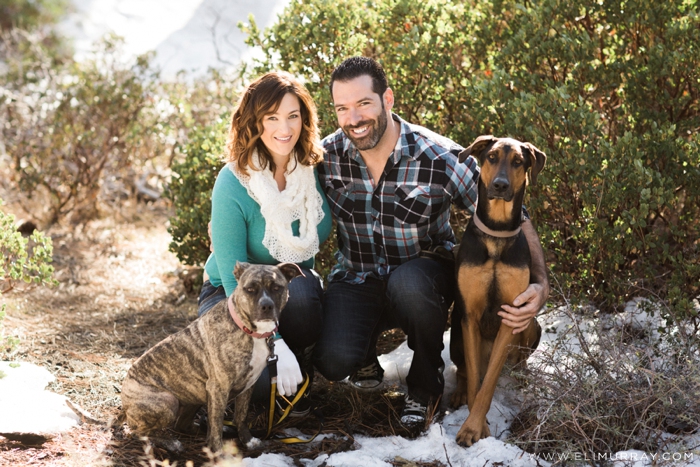 Engagement Photos of couple with 2 dogs