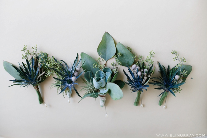 succulent boutonnieres wedding idea