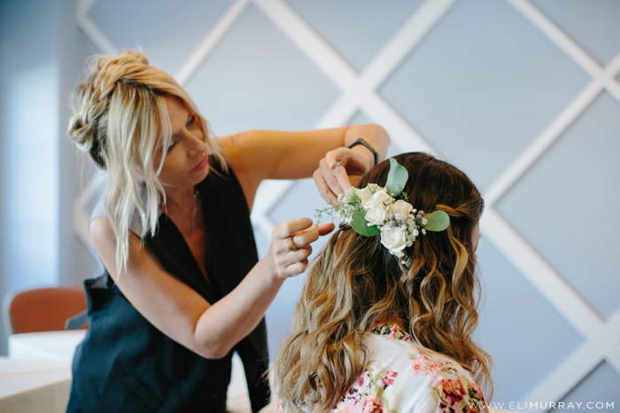 Bride with floral headpiece