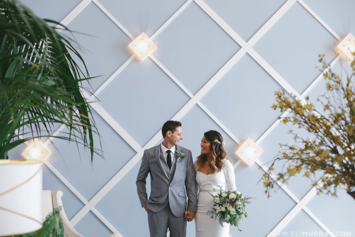 Bride and groom in portofino hotel