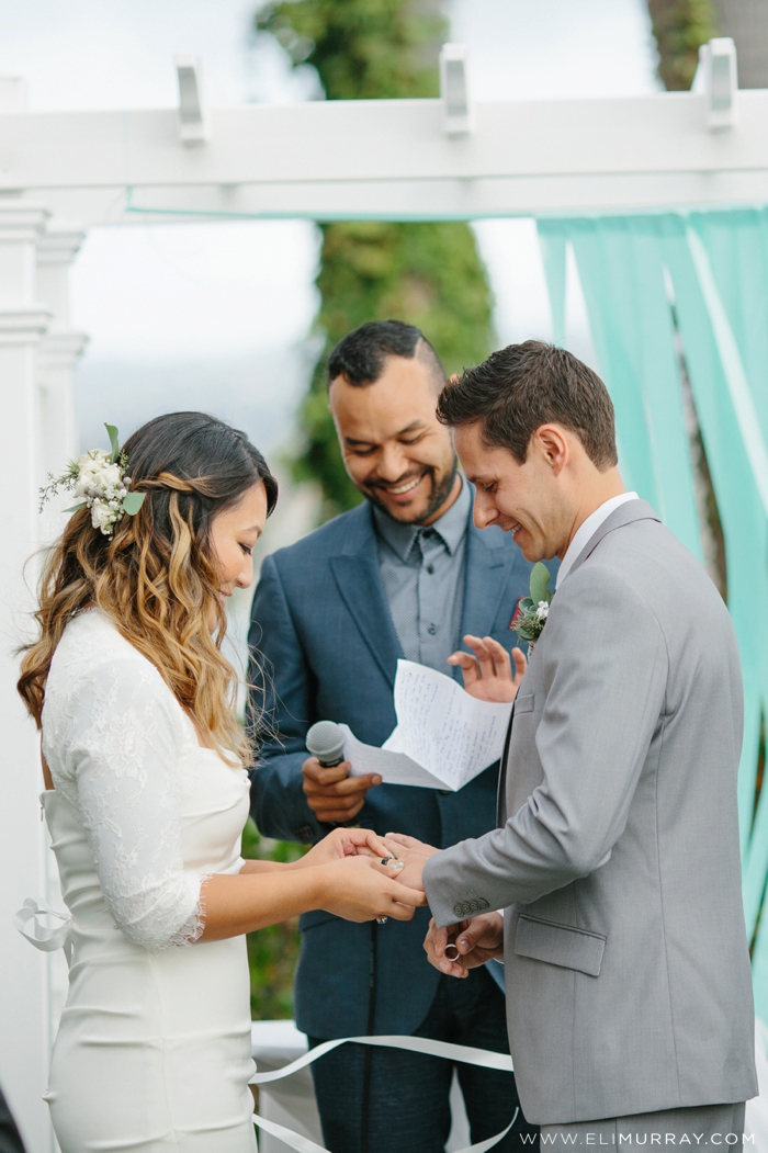 Bride and Groom exchanging wedding rings