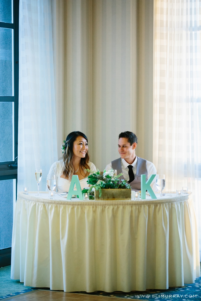 bride and groom table